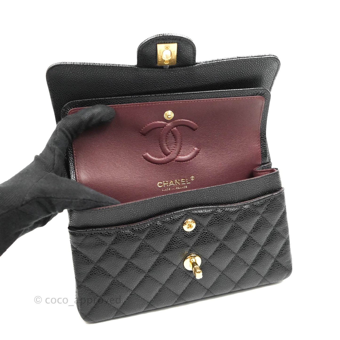 Chanel Small Classic Quilted Flap Black Caviar Gold Hardware