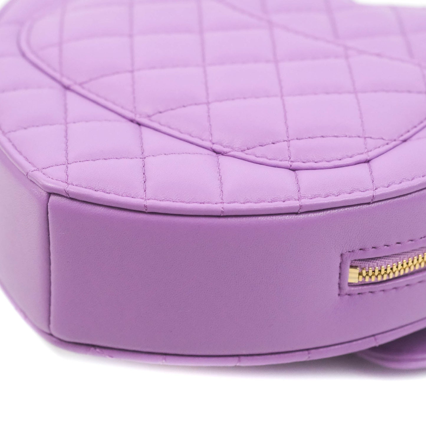 Chanel Large Heart Bag Purple Lambskin Gold Hardware 22S