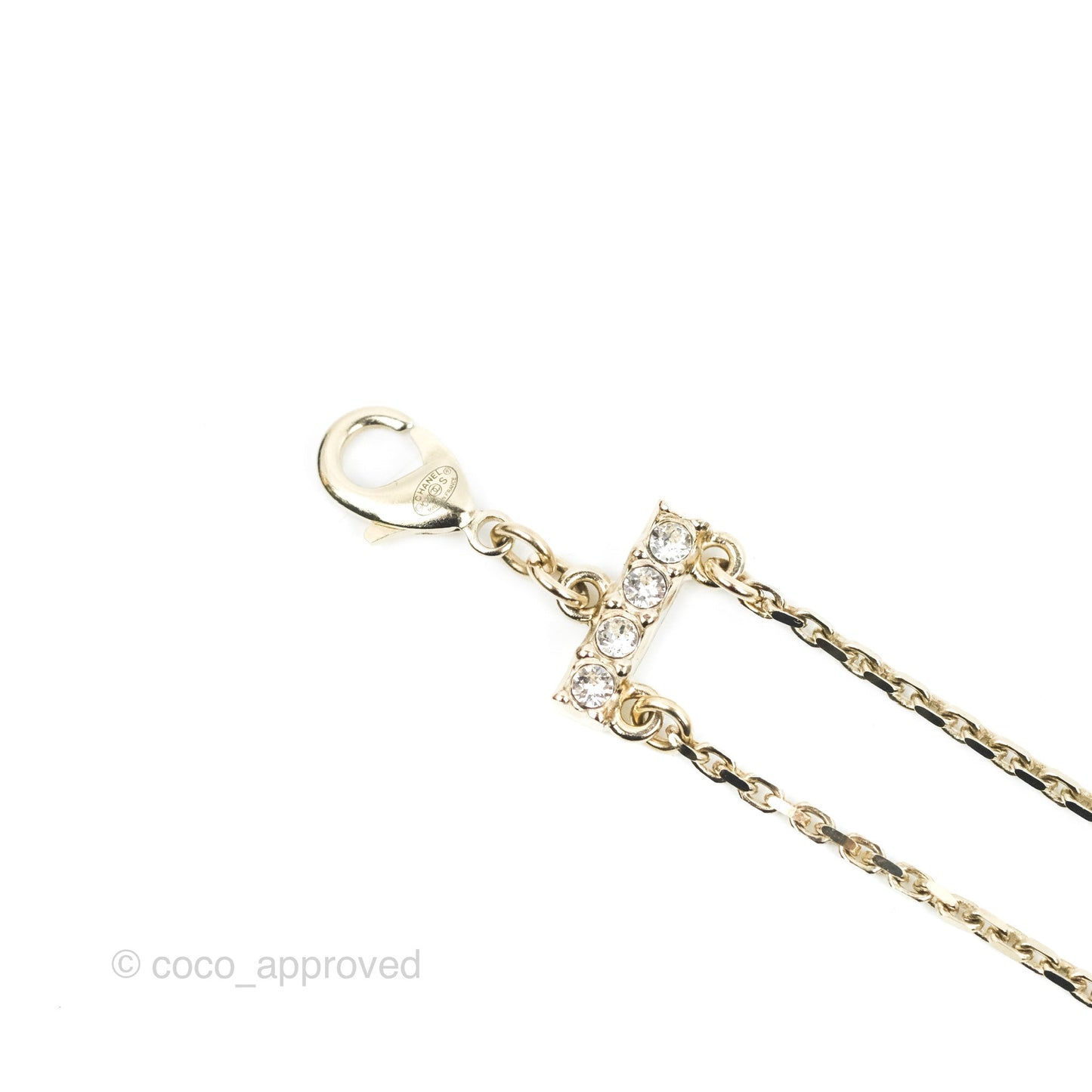 Chanel Crystal Logo Gold Chain Choker 22S