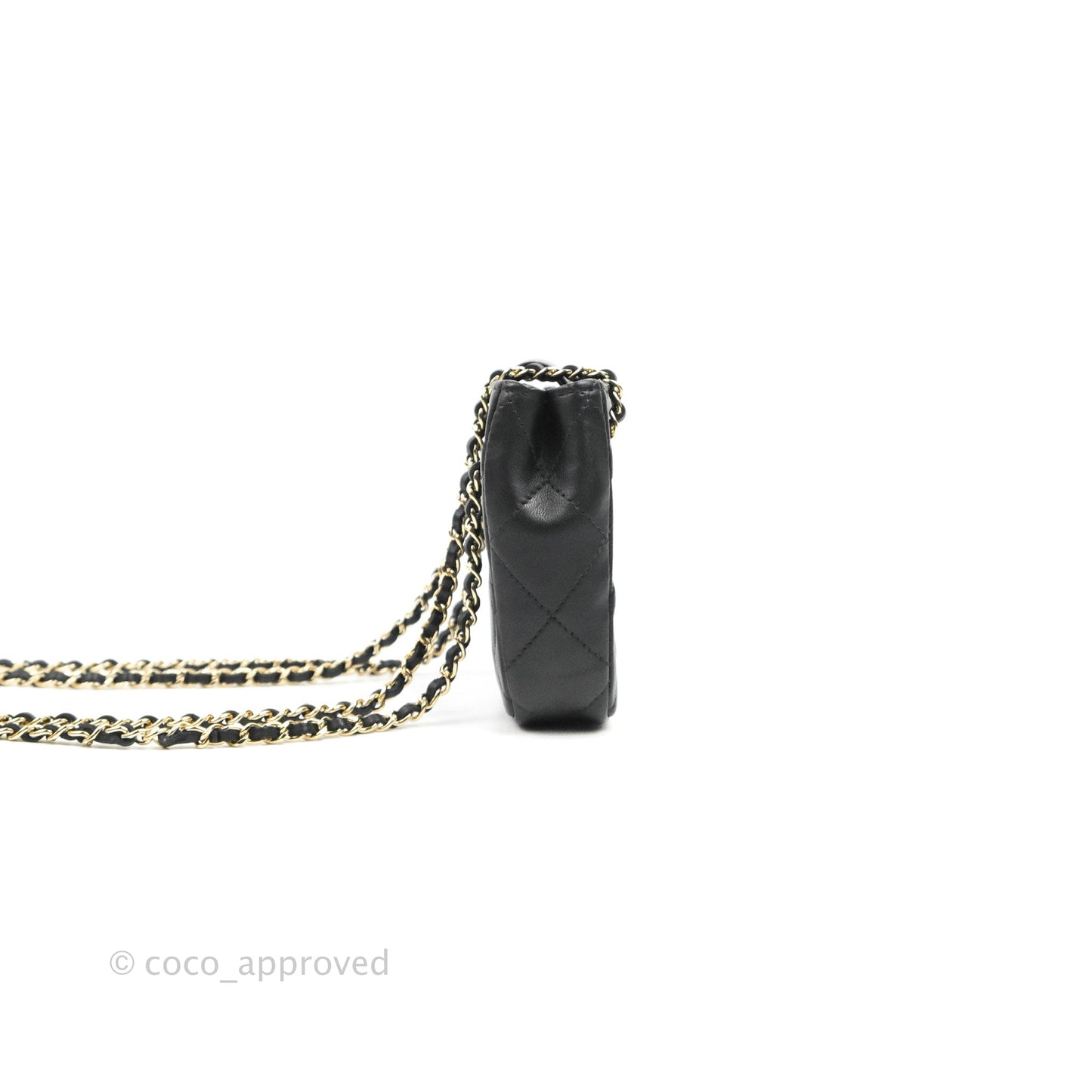 Chanel Mini Clutch With Chain Black Lambskin Gold Hardware 22C