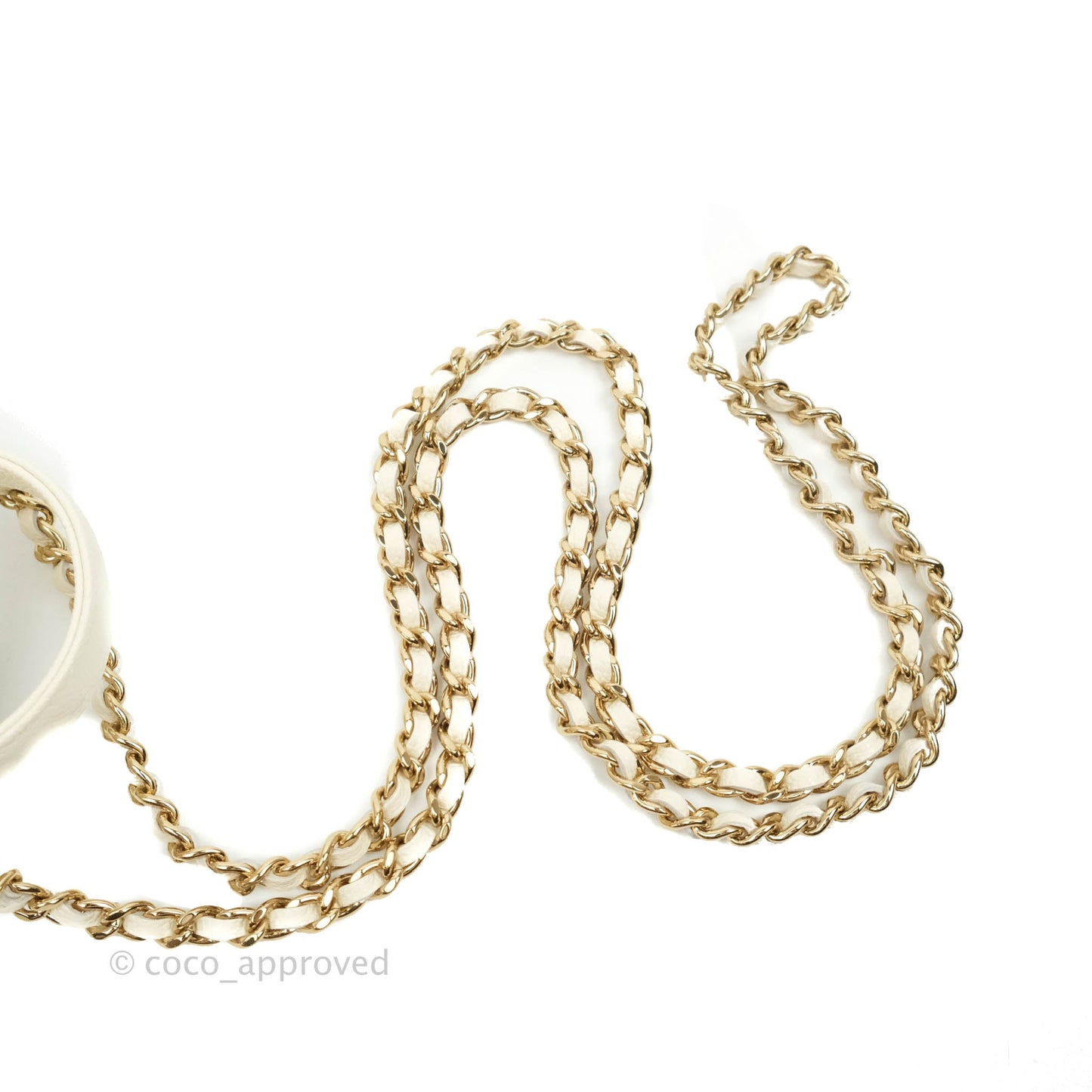 Chanel Mini Round Vanity Bag with Handle Ivory Caviar Gold Hardware 22C