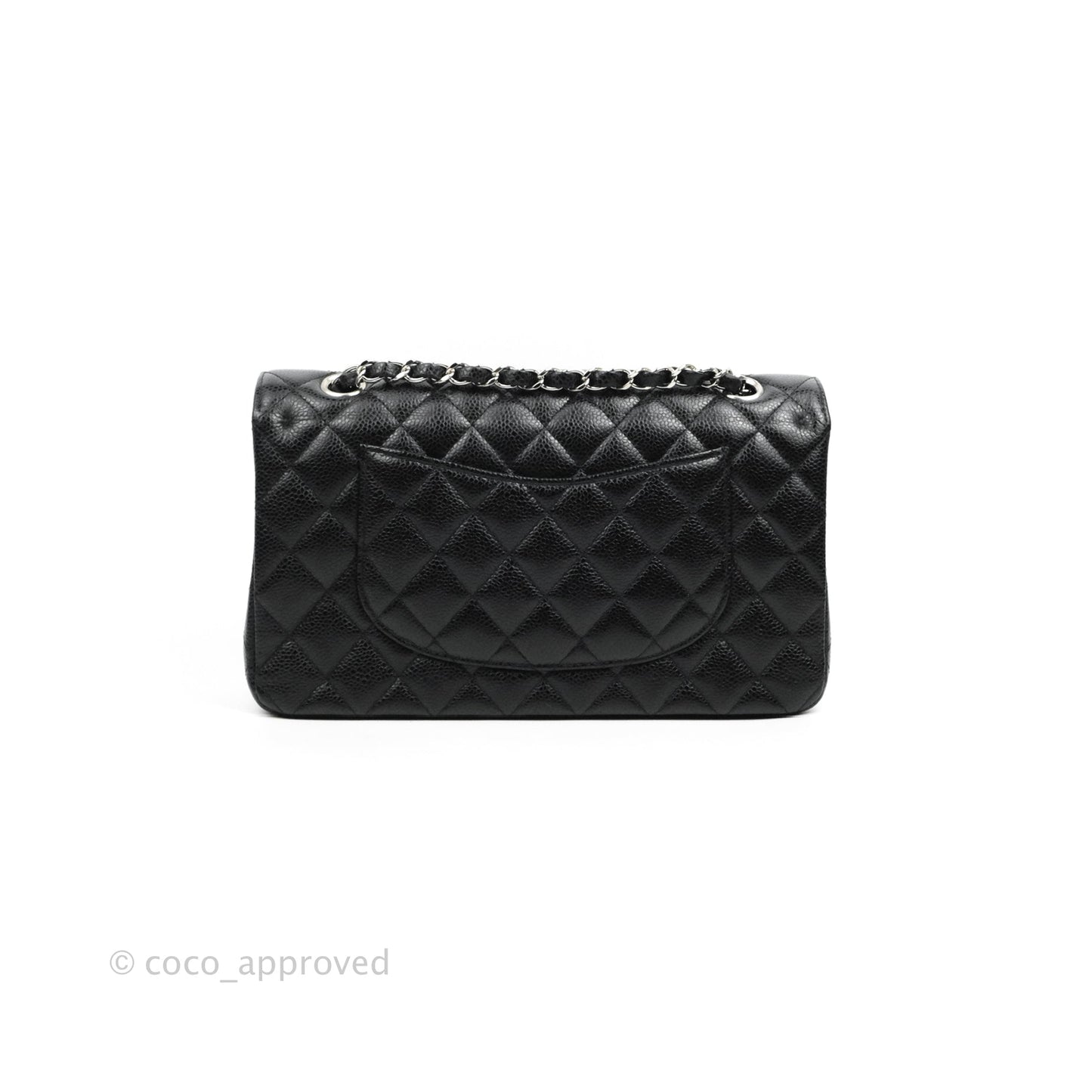 Chanel Classic M/L Medium Flap Quilted Black Caviar Silver Hardware