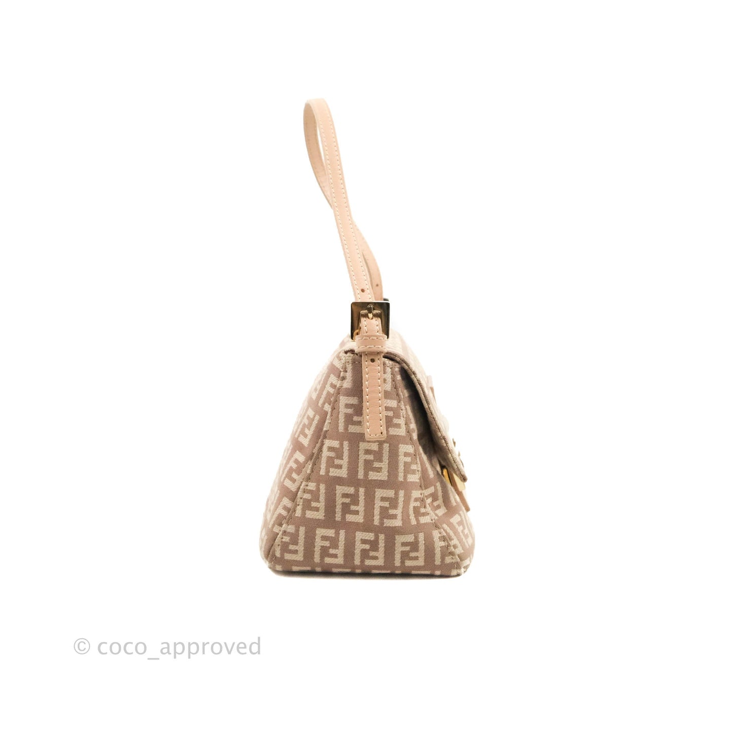 Fendi Zucchino Mini Mama Baguette Beige Pink Gold Hardware
