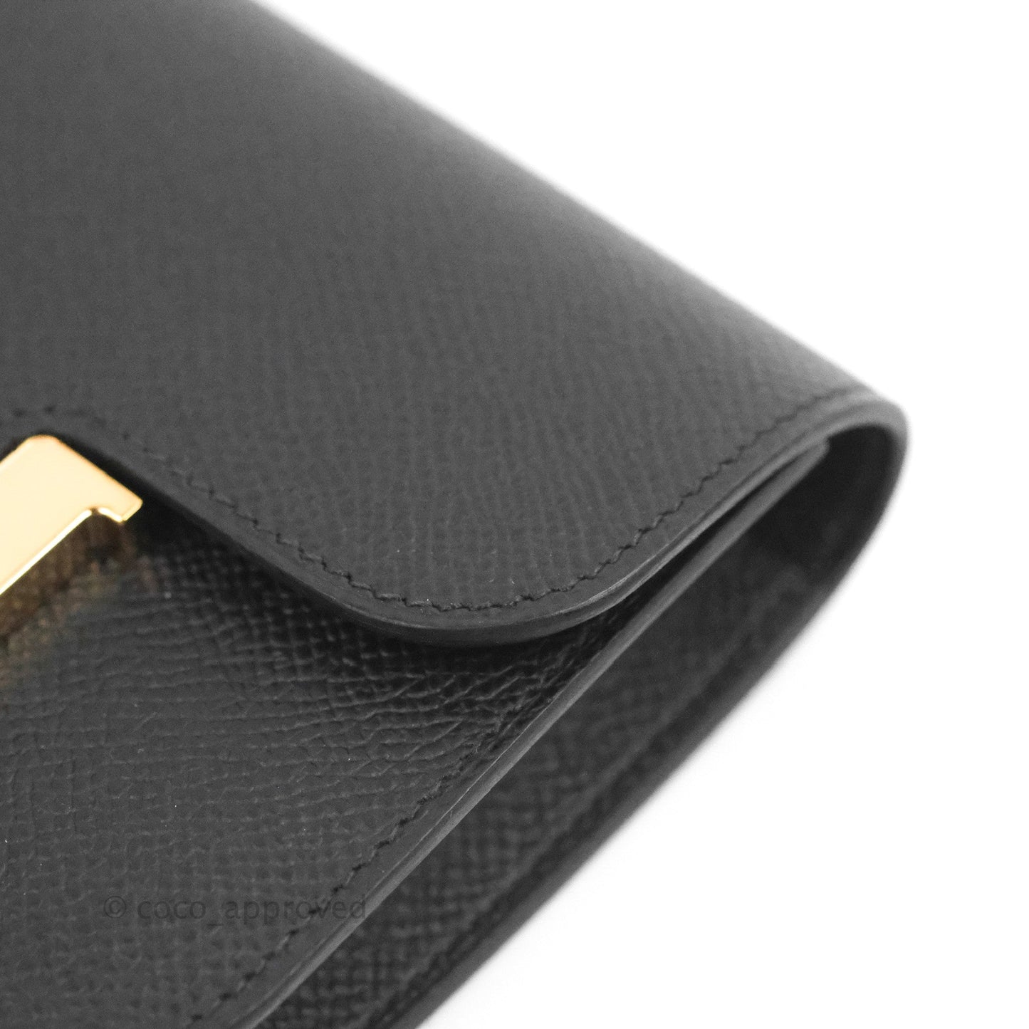 Hermès Constance Slim Wallet Black Epsom Rose Gold Hardware