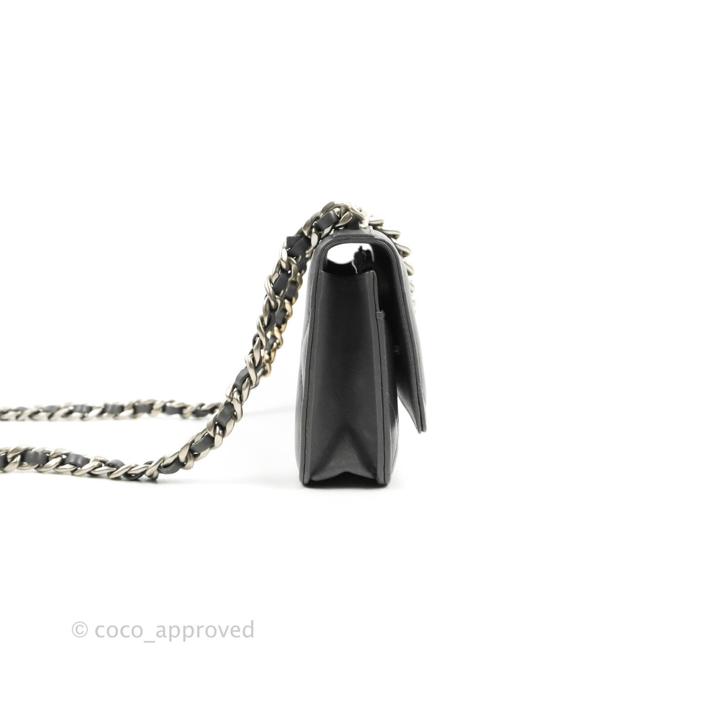 Chanel 19 Wallet on Chain WOC Dark Grey Lambskin Mixed Hardware