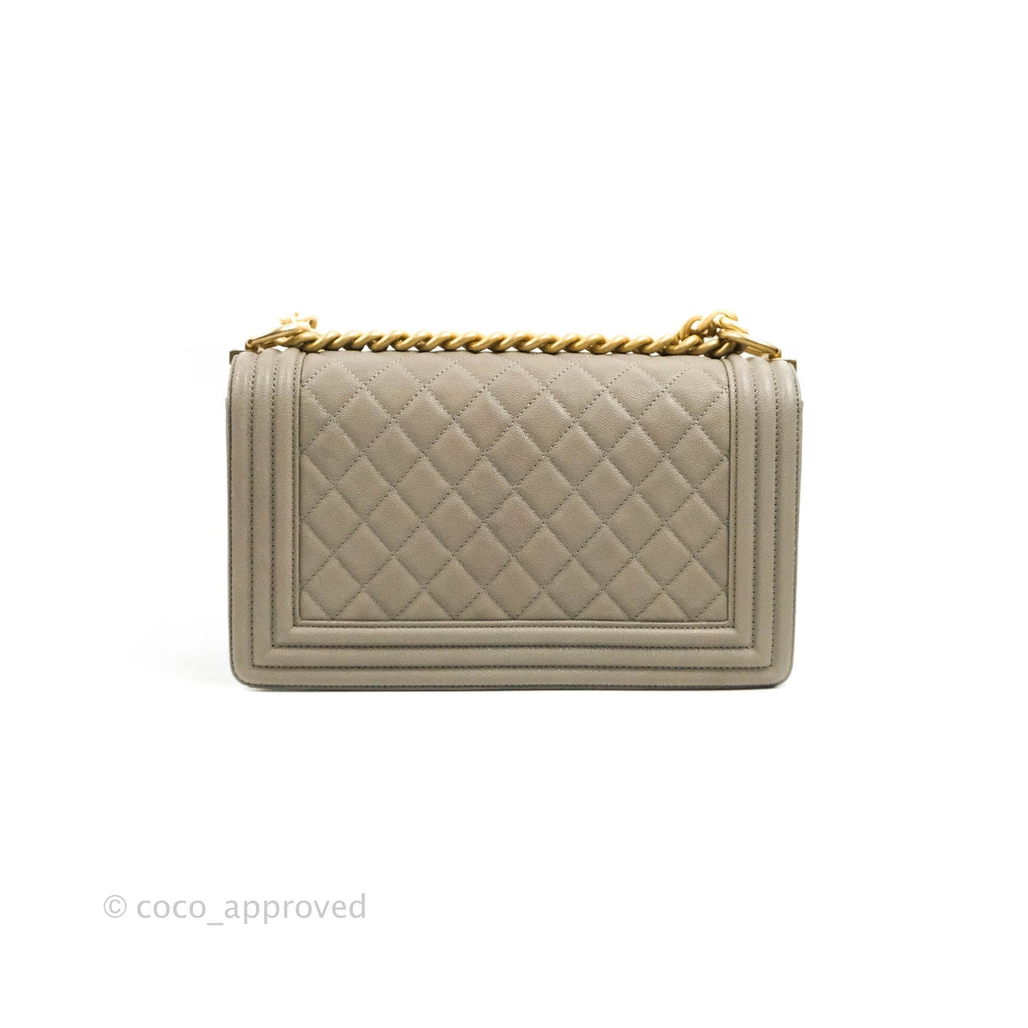 Chanel Quilted Medium Boy Grey Caviar Aged Gold Hardware