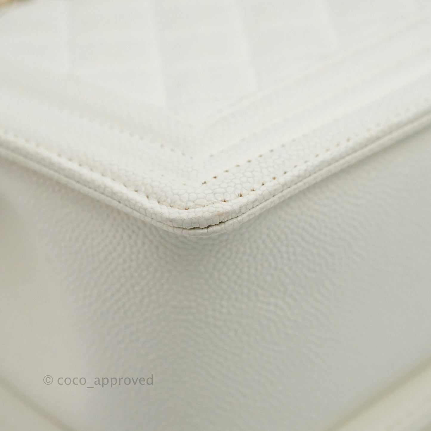 Chanel Quilted Medium Boy White Caviar Gold Hardware