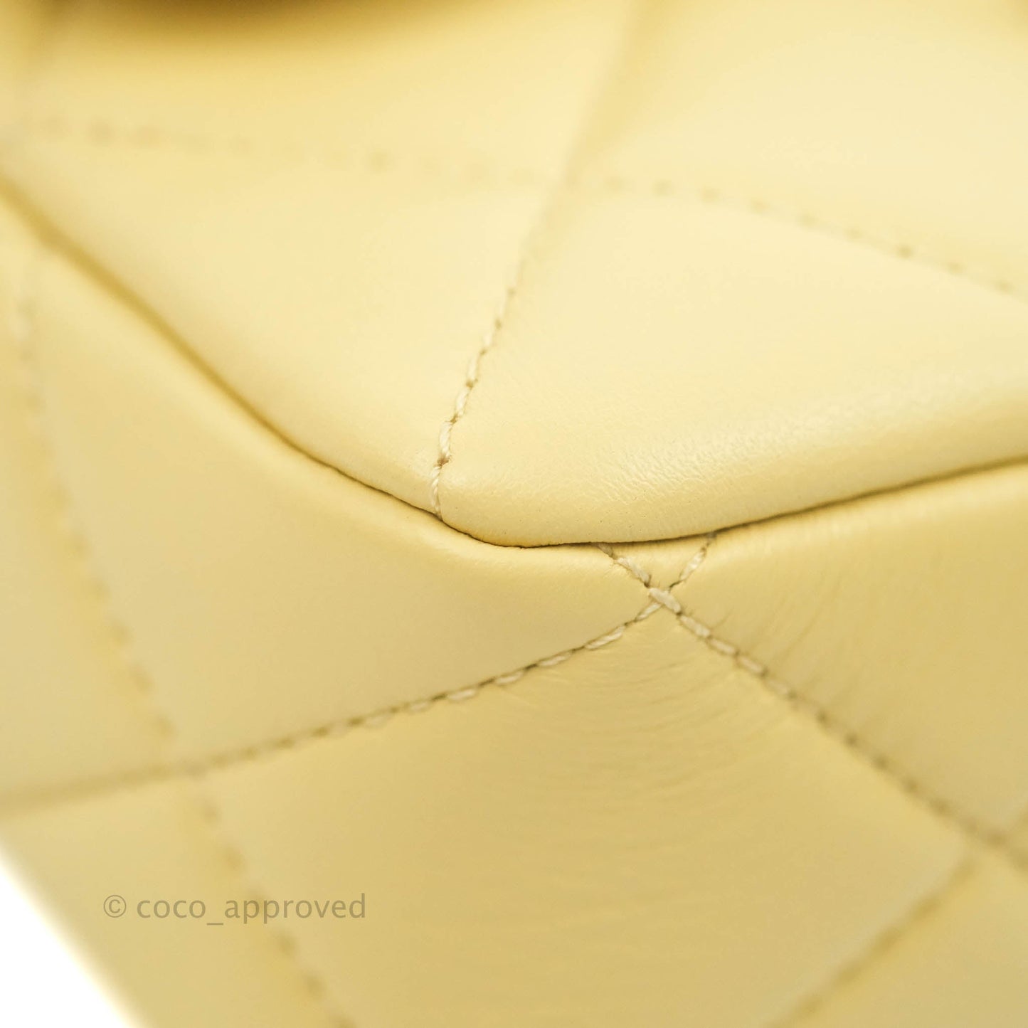 Chanel Enamel Quilted Pending CC Mini Square Flap Yellow Lambskin Aged Gold Hardware 22P