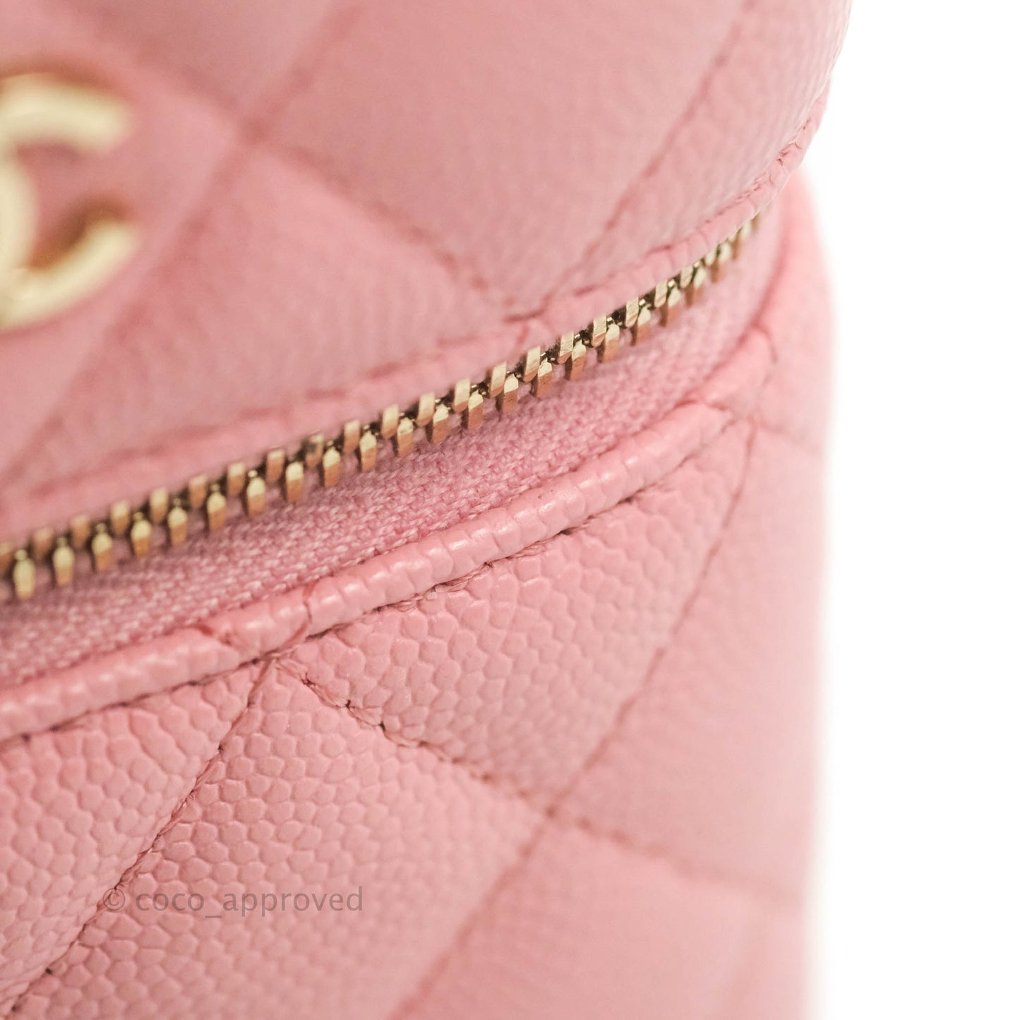 Chanel Vanity Phone Holder With Chain Pink Caviar Gold Hardware