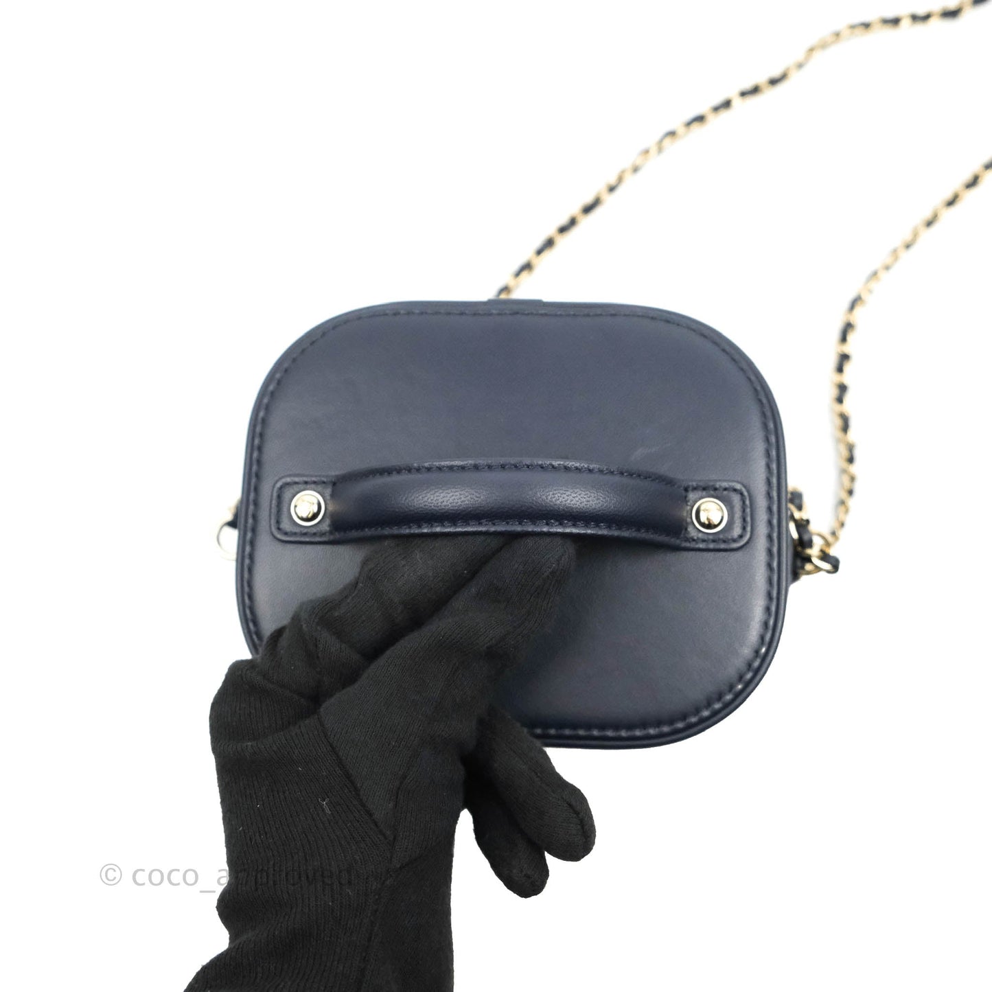 Chanel CC Mania Vanity Case Navy Lambskin Gold Hardware