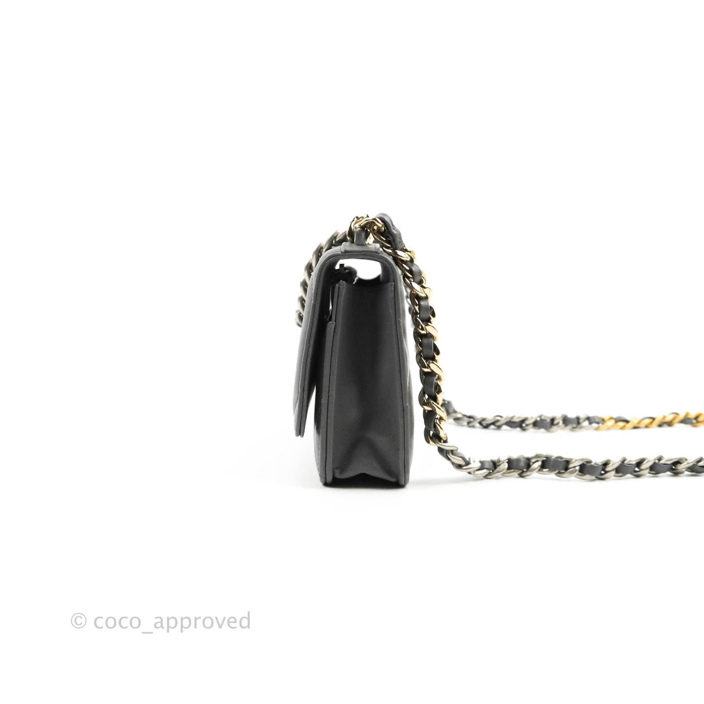 Chanel 19 Wallet on Chain WOC Dark Grey Lambskin Mixed Hardware