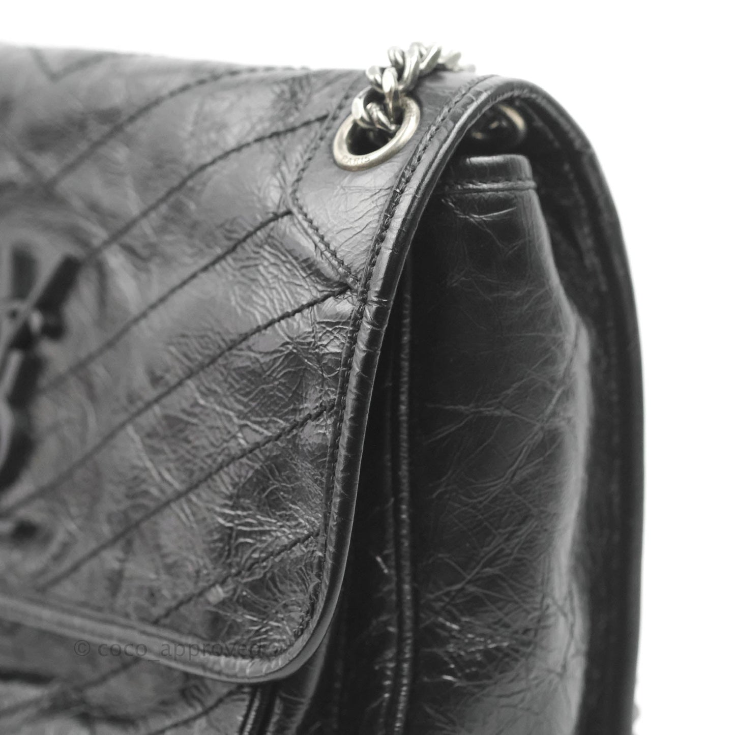Saint Laurent Medium Niki Chain Bag Crinkled Calfskin Black