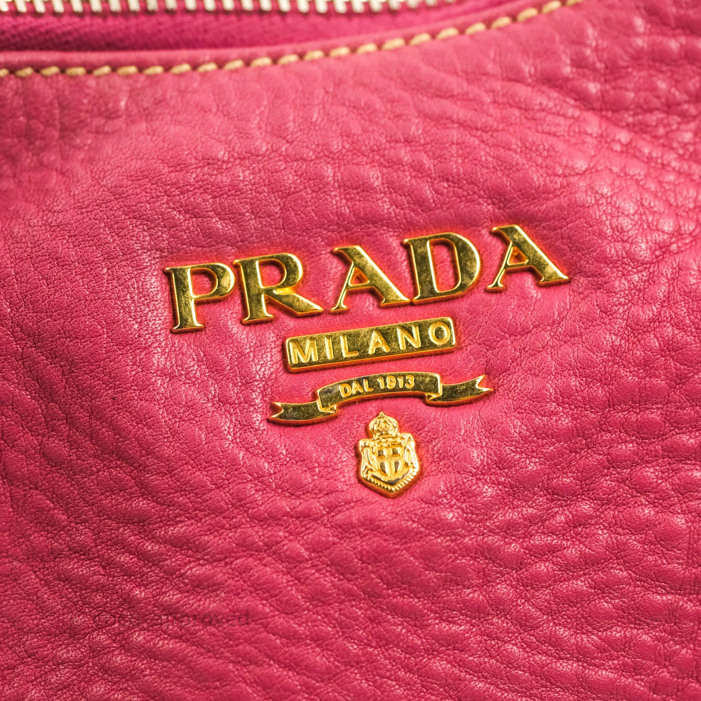Prada Vitello Daino Hobo Bag Dark Pink