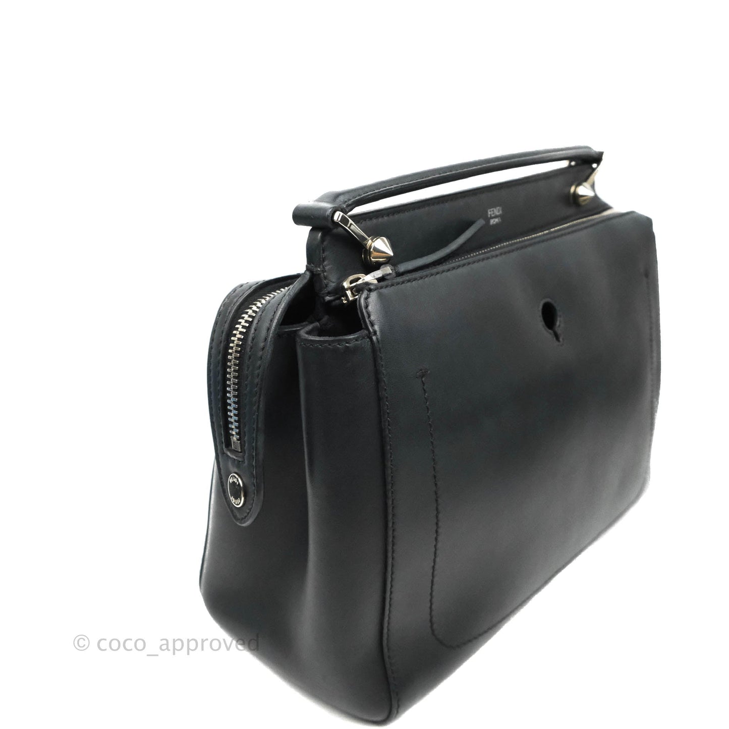 Fendi DotCom Satchel Bag Black Royal Blue Calfskin