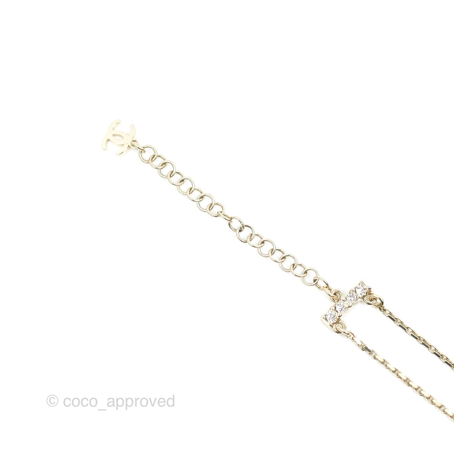 Chanel Crystal Logo Gold Chain Choker 22S