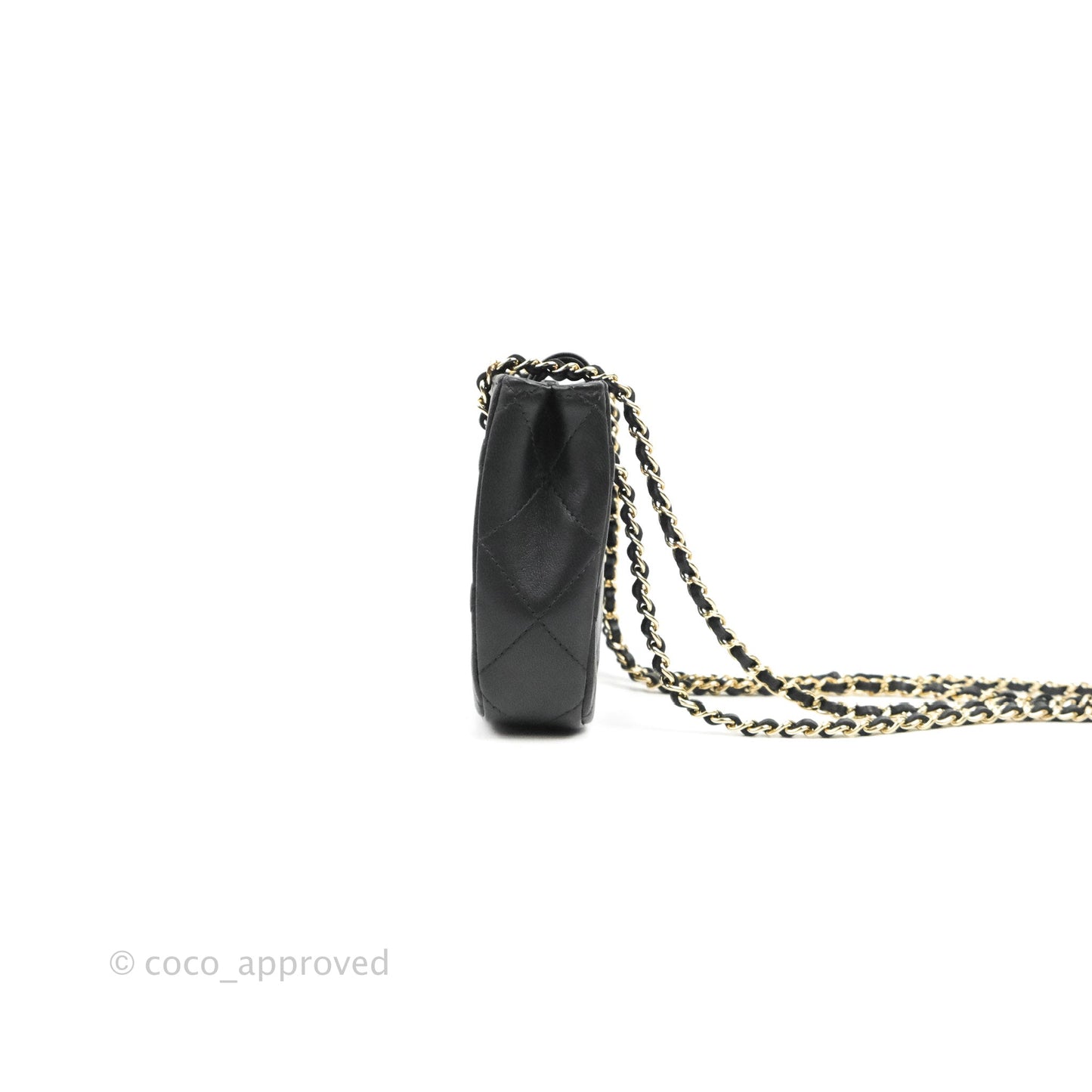 Chanel Mini Clutch With Chain Black Lambskin Gold Hardware 22C