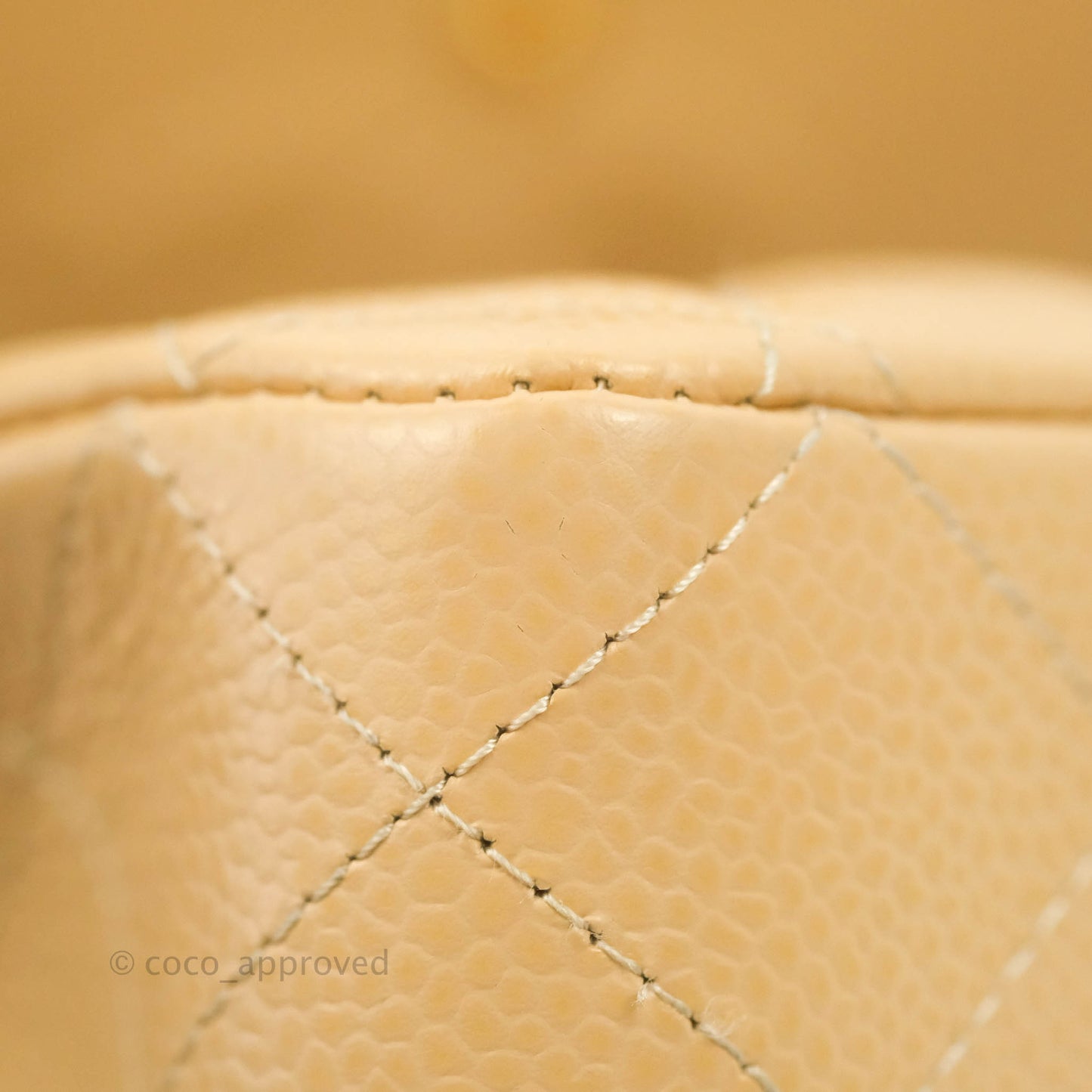 Chanel Classic M/L Medium Flap Quilted Beige Caviar Gold Hardware
