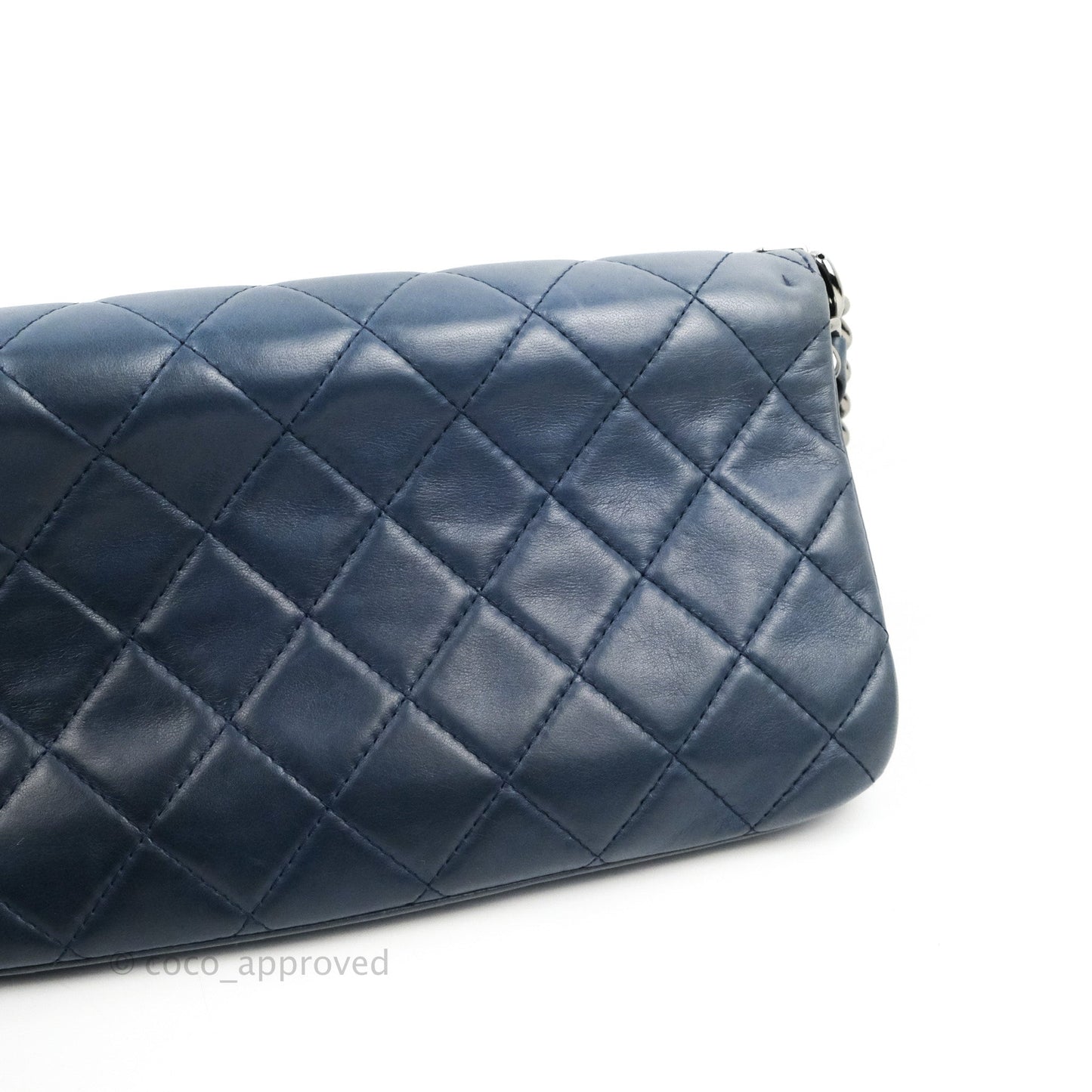 Chanel Boy Clutch With Chain Lambskin Dark Silver Hardware