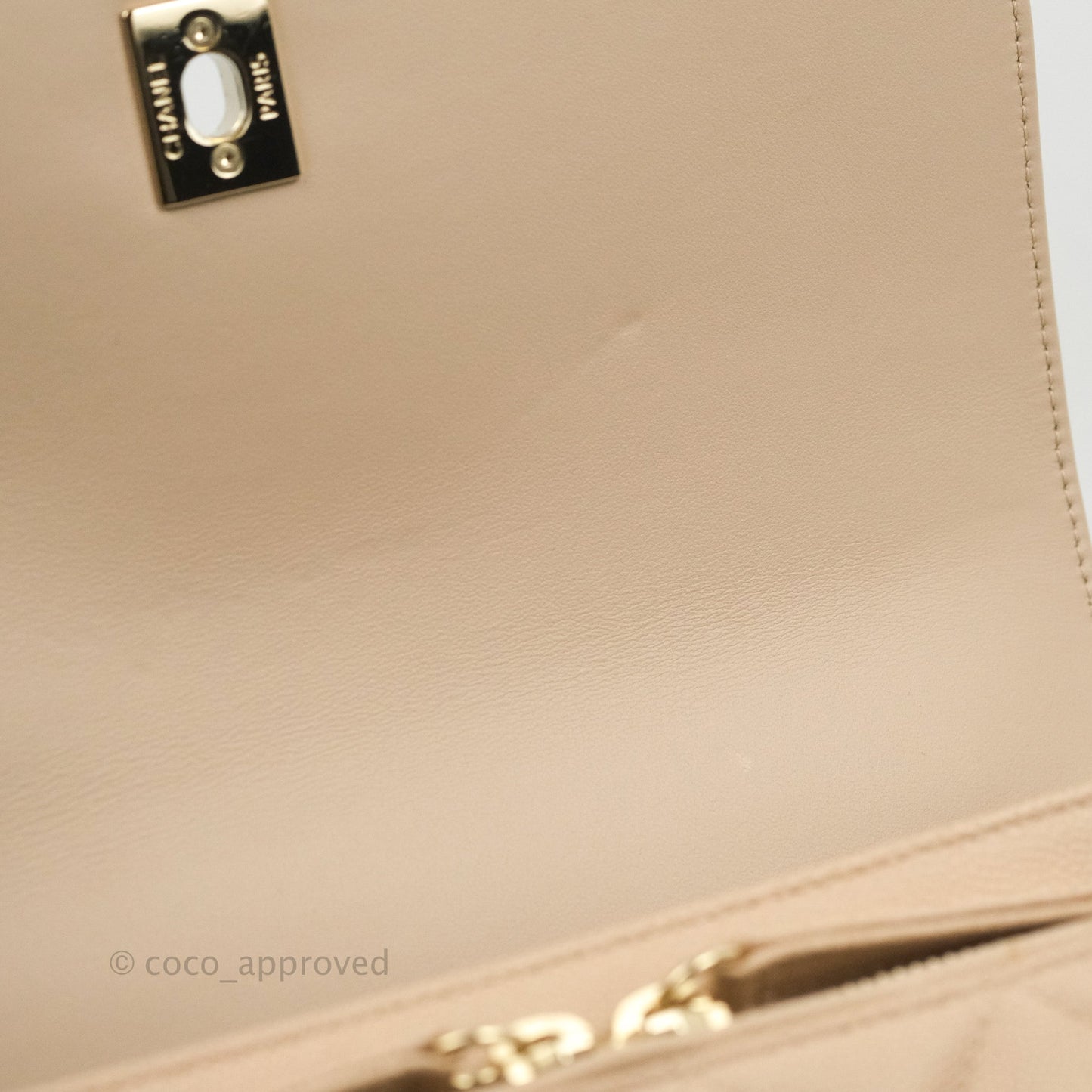Chanel Quilted Medium Business Affinity Flap Light Beige Caviar Gold Hardware