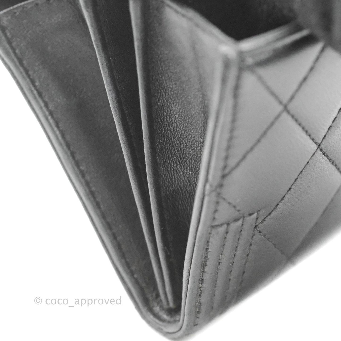 Chanel Quilted Boy Flap Long Wallet Black Lambskin Ruthentium Hardware