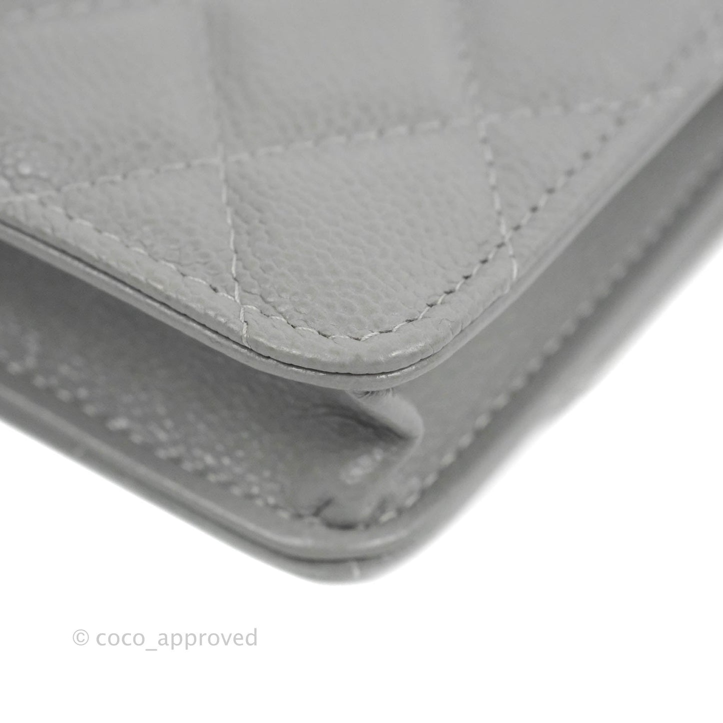 Chanel Miss Coco Clutch With Chain Quilted Grey Caviar Gold Hardware
