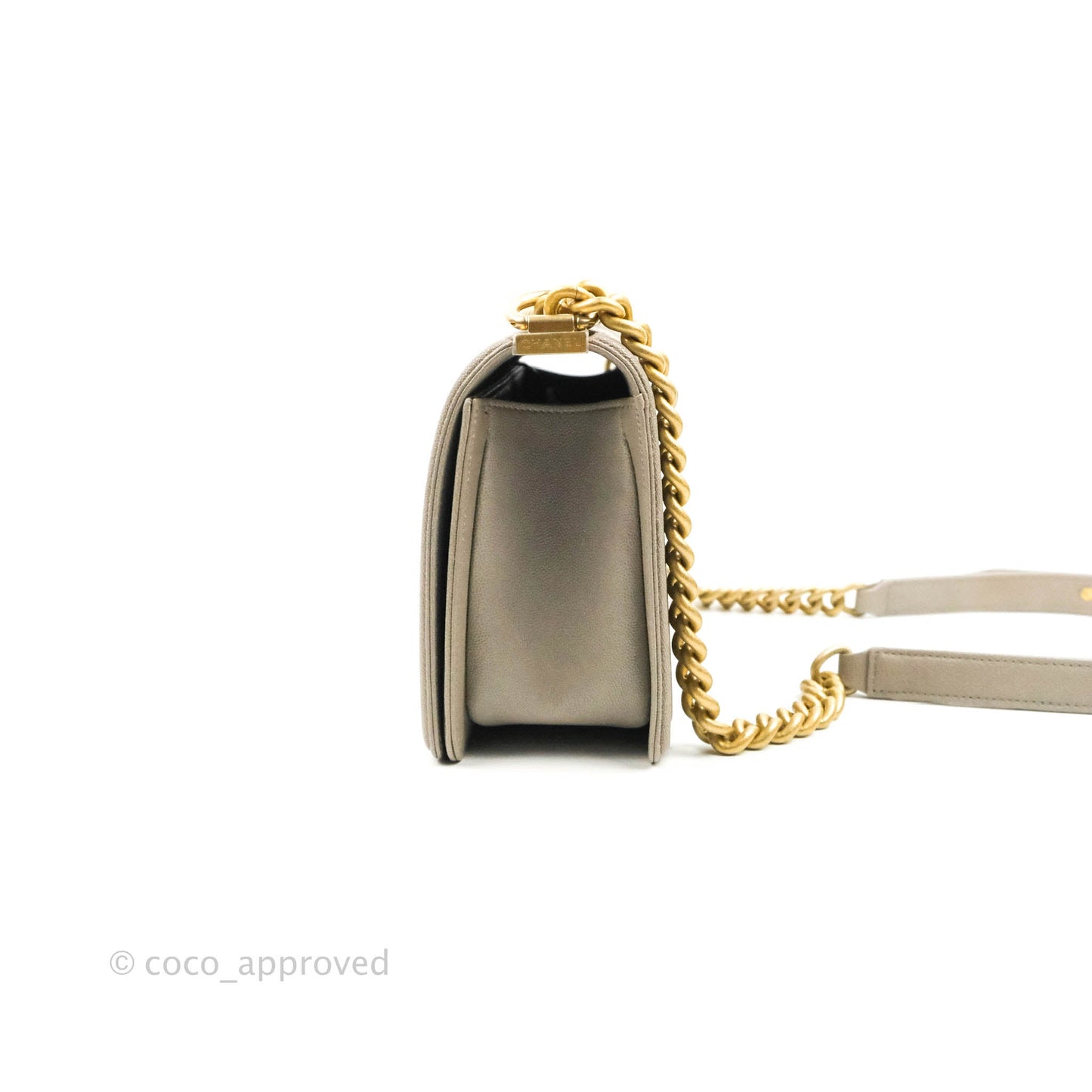 Chanel Quilted Medium Boy Grey Caviar Aged Gold Hardware