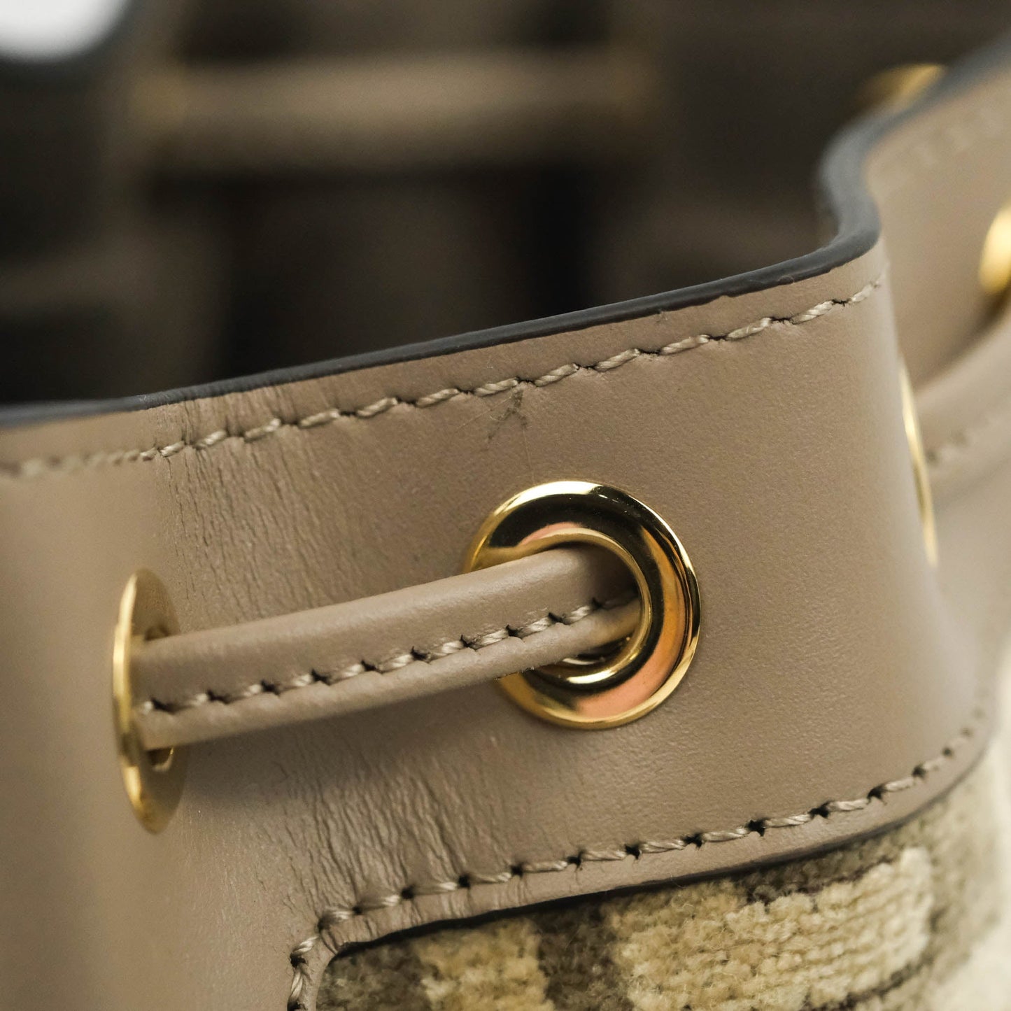 Fendi Mini Mon Tresor Bucket Bag Dove Grey Tapestry Fabric