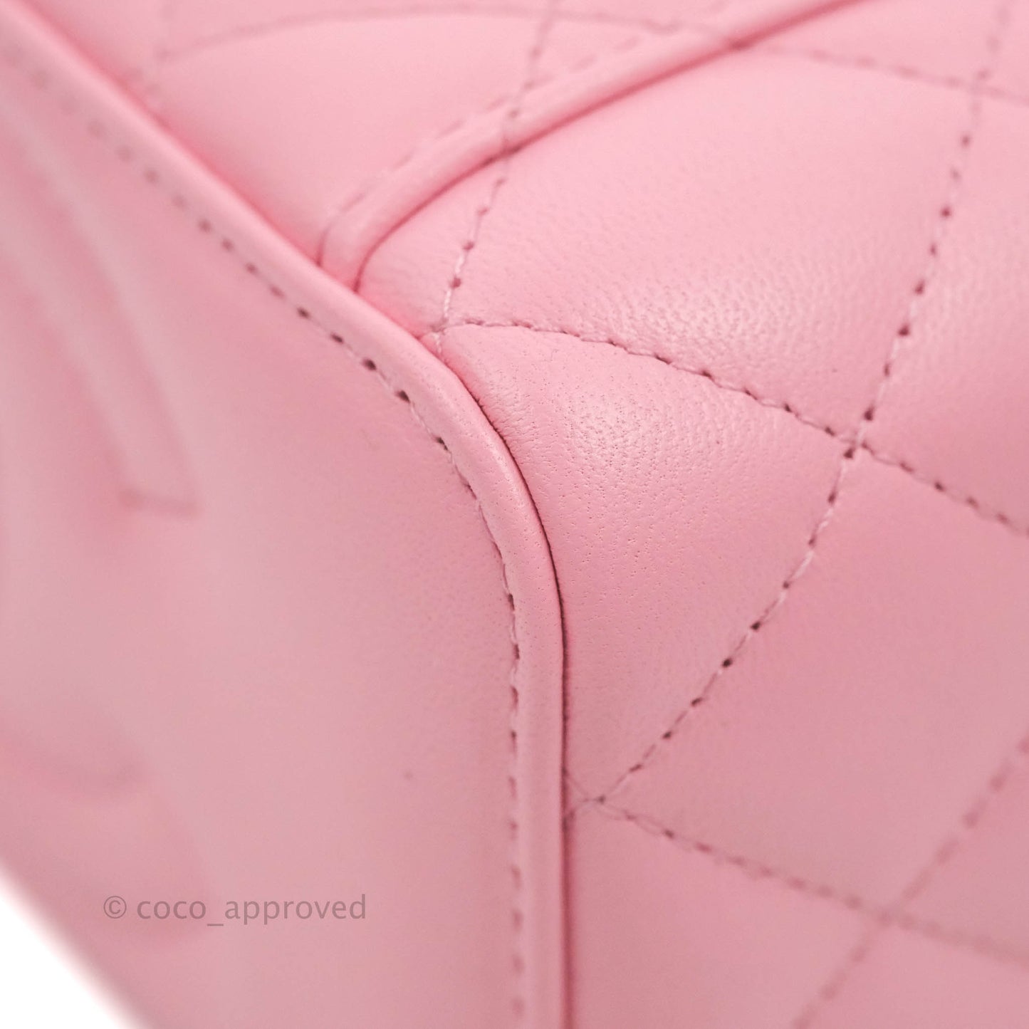 Chanel Vanity Rectangular with Top Handle Pick Me Up Pink Lambskin Aged Gold Hardware 22S