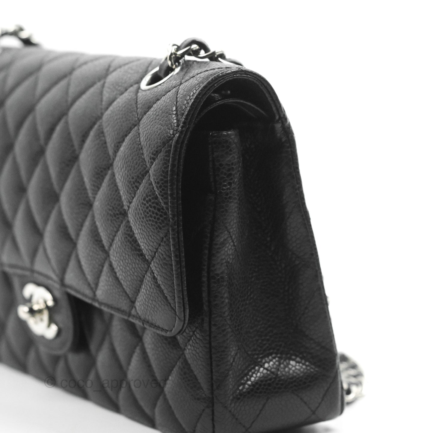 Chanel Classic M/L Medium Flap Quilted Black Caviar Silver Hardware