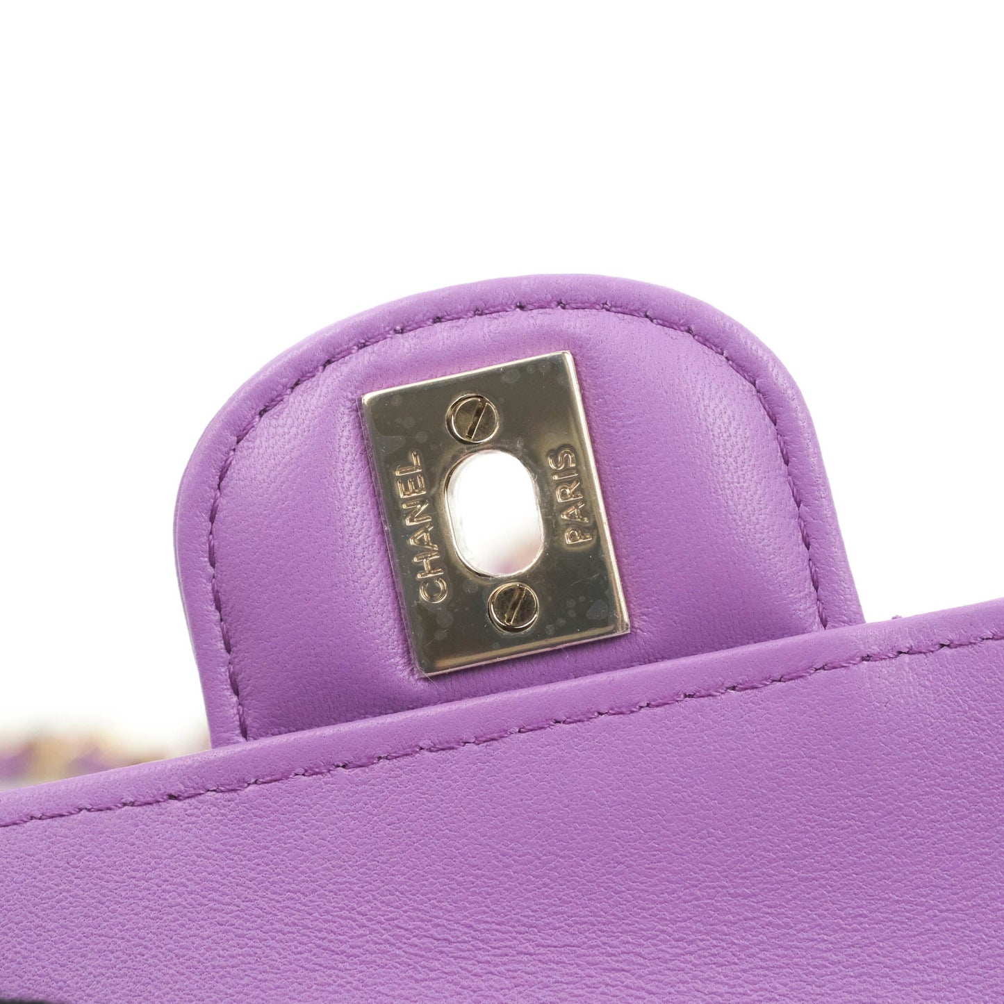 Chanel Large Heart Bag Purple Lambskin Gold Hardware 22S