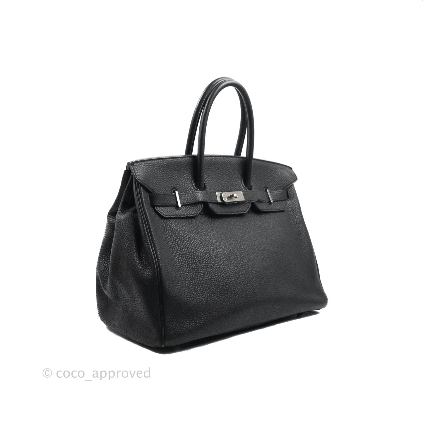 Hermès Retourne Birkin 35 Black Togo Palladium Hardware