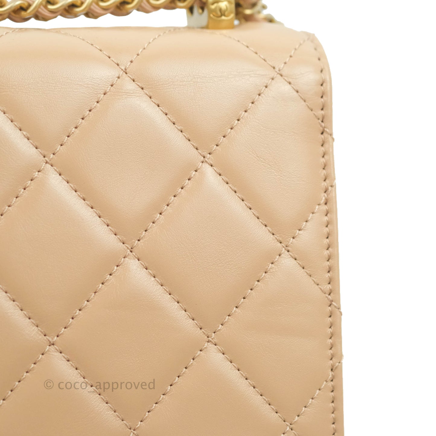 Chanel Quilted Mini Perfect Fit Adjustable Beige Calfskin Gold Hardware 21A