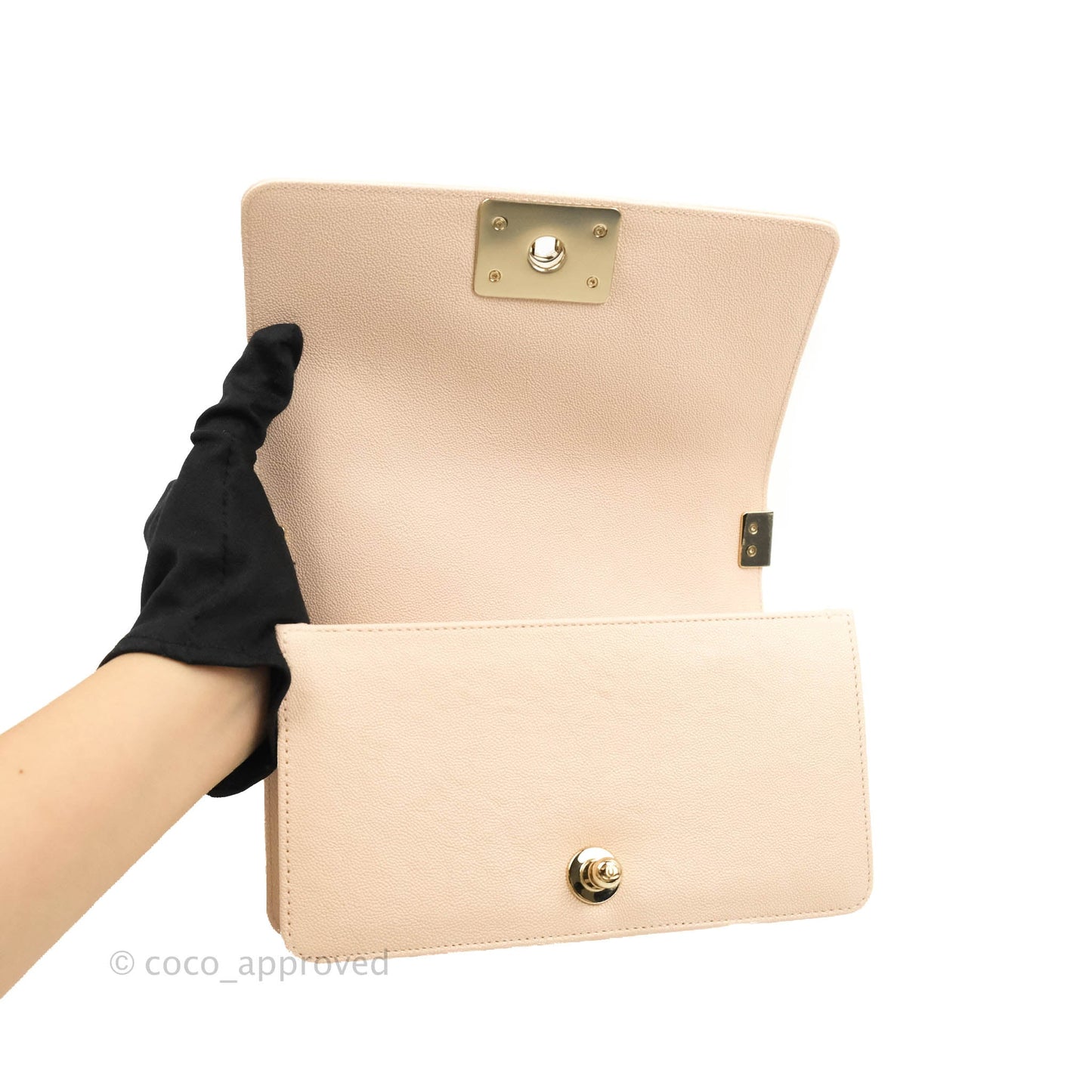 Chanel Small Boy Chevron Light Pink Caviar Gold Hardware