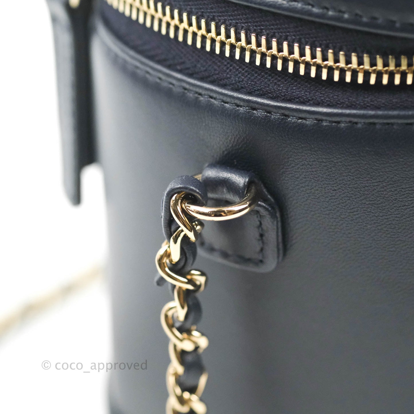 Chanel CC Mania Vanity Case Navy Lambskin Gold Hardware