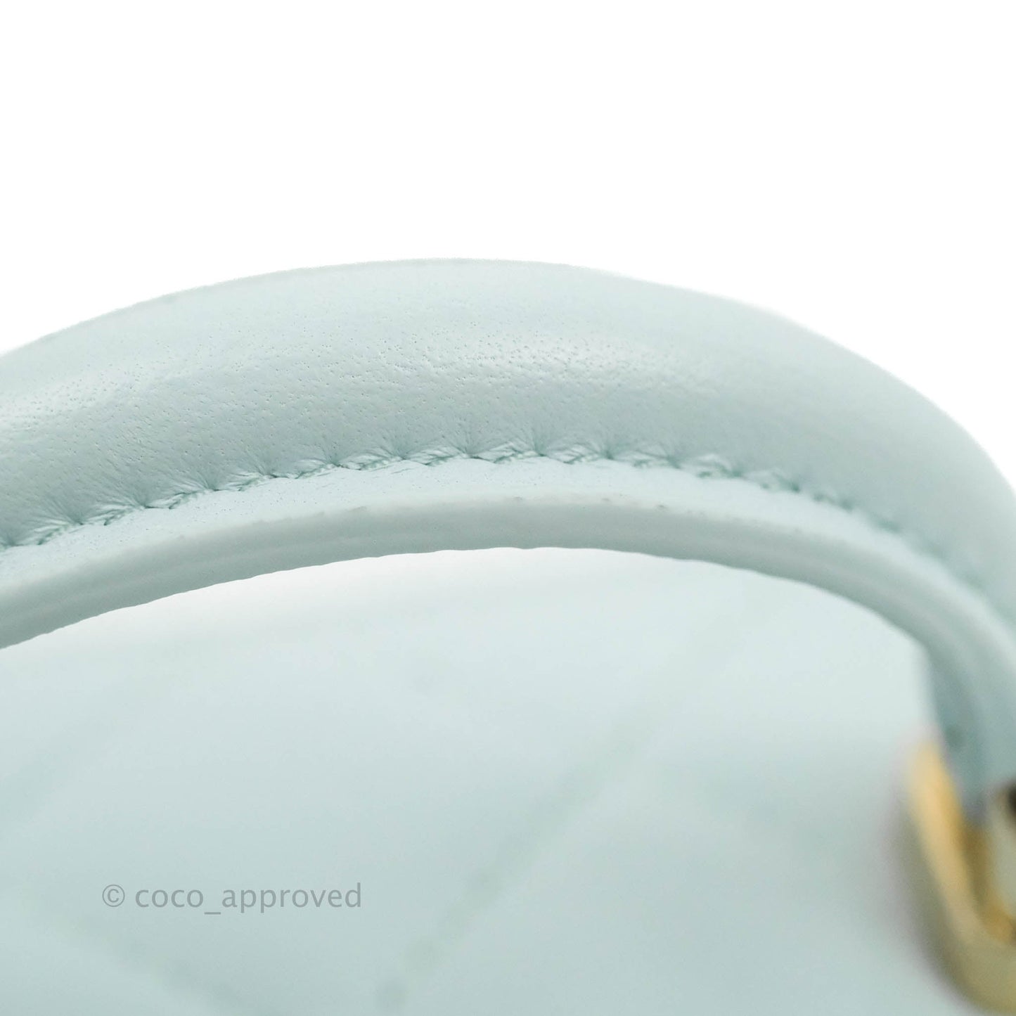Chanel Mini Top Handle Vanity With Chain Light Blue Lambskin Gold Hardware