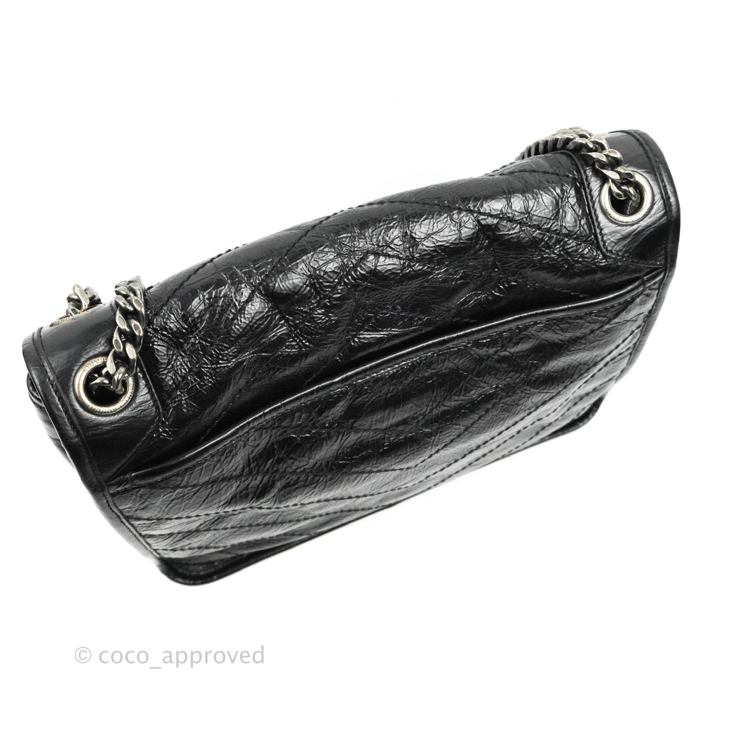 Saint Laurent Medium Niki Chain Bag Crinkled Calfskin Black