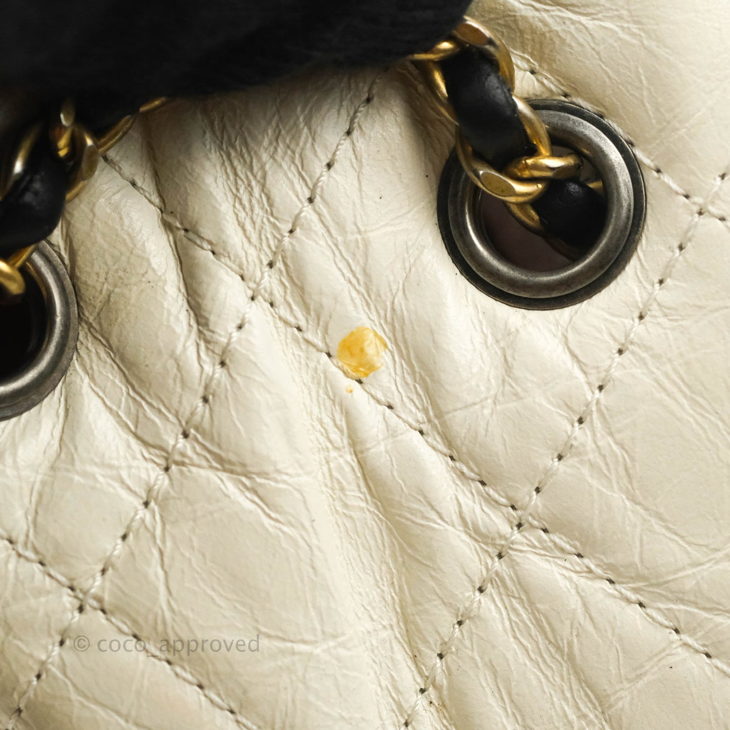 Chanel Small Gabrielle Backpack White Black Aged Calfskin
