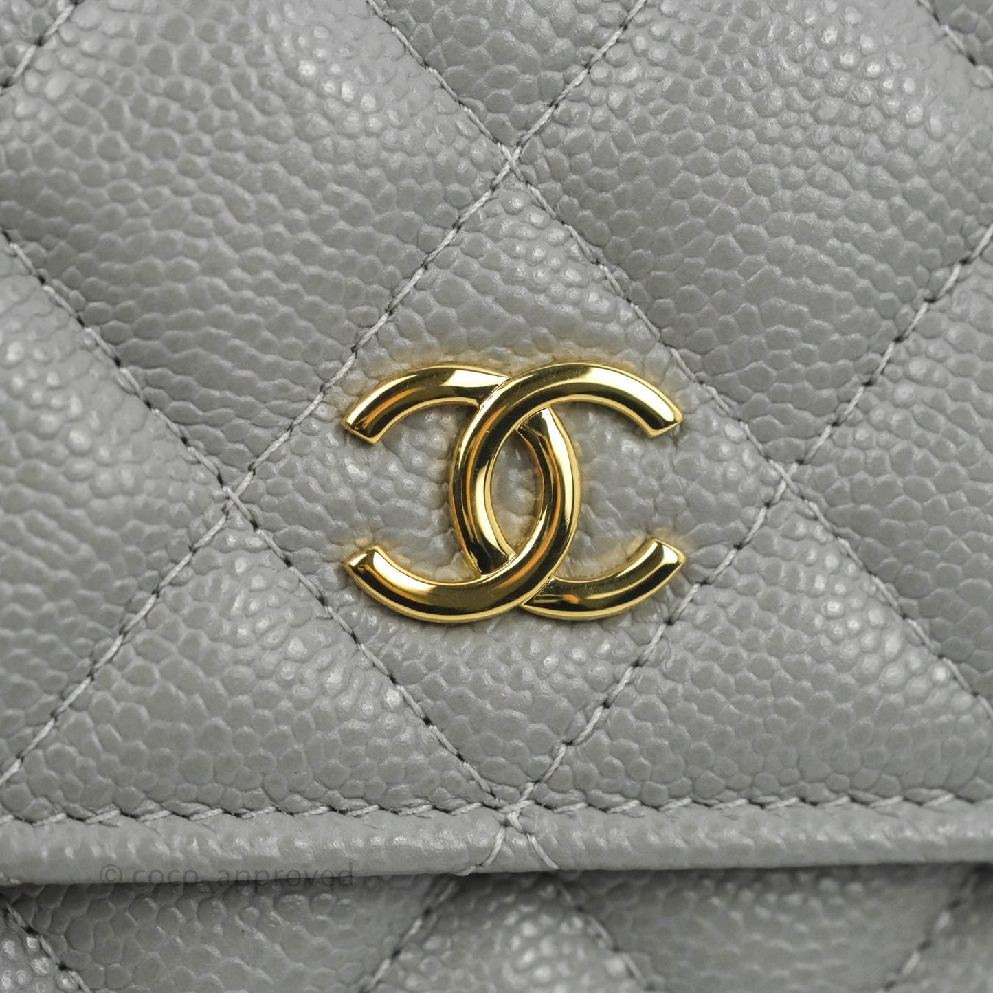 Chanel Miss Coco Clutch With Chain Quilted Grey Caviar Gold Hardware