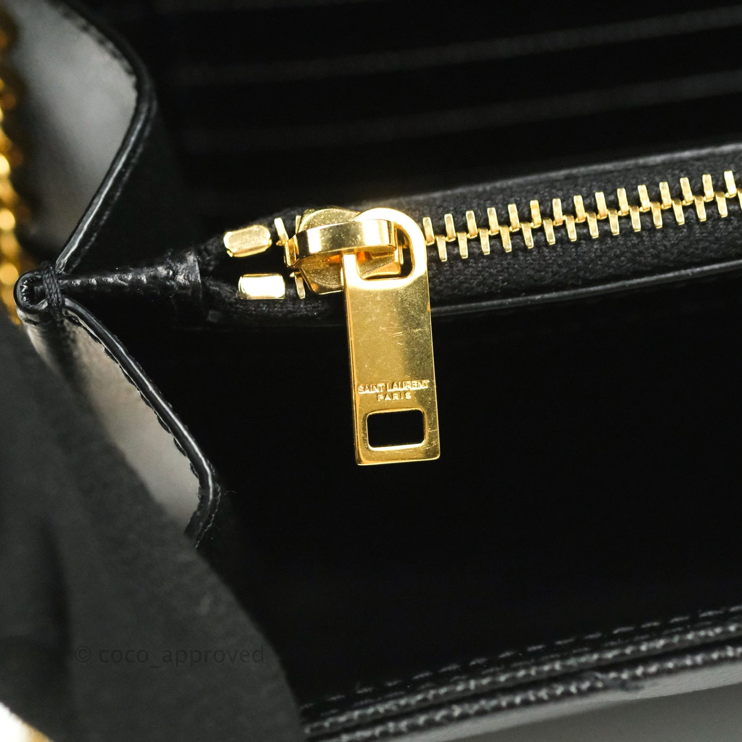 Saint Laurent Wallet on Chain Large Black Grained Leather Gold Hardware