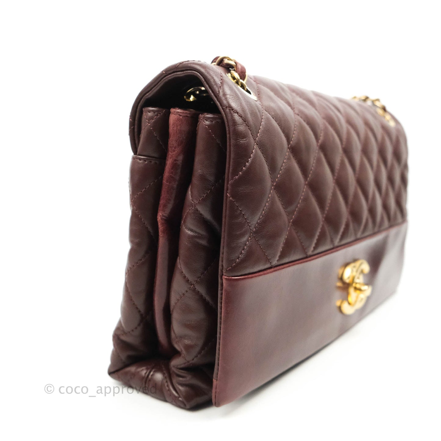 Chanel Quilted Jumbo Soft Elegance Flap Bordeaux Calfskin Aged Gold Hardware