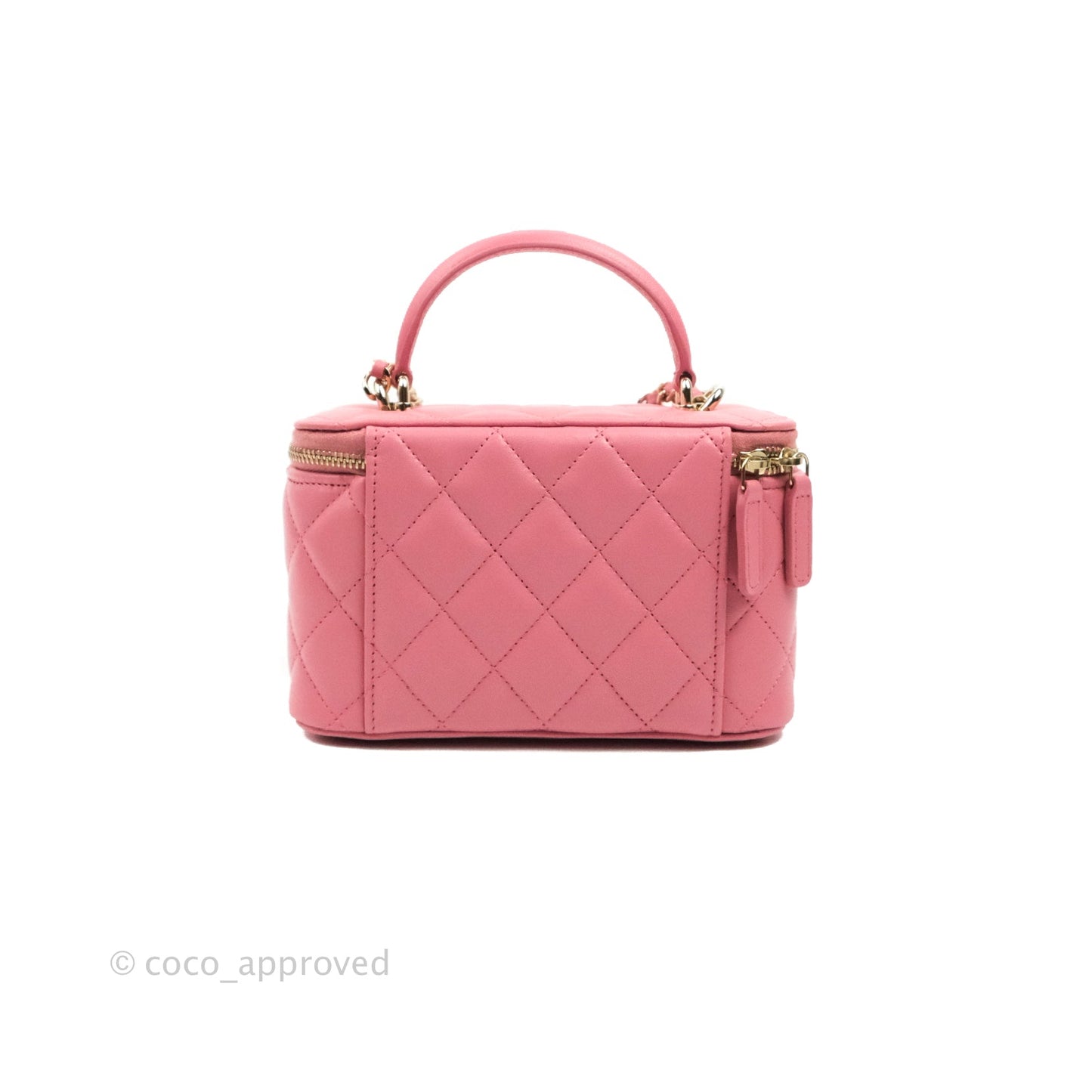 Chanel Vanity Rectangular Top Handle Pink Lambskin Gold Hardware