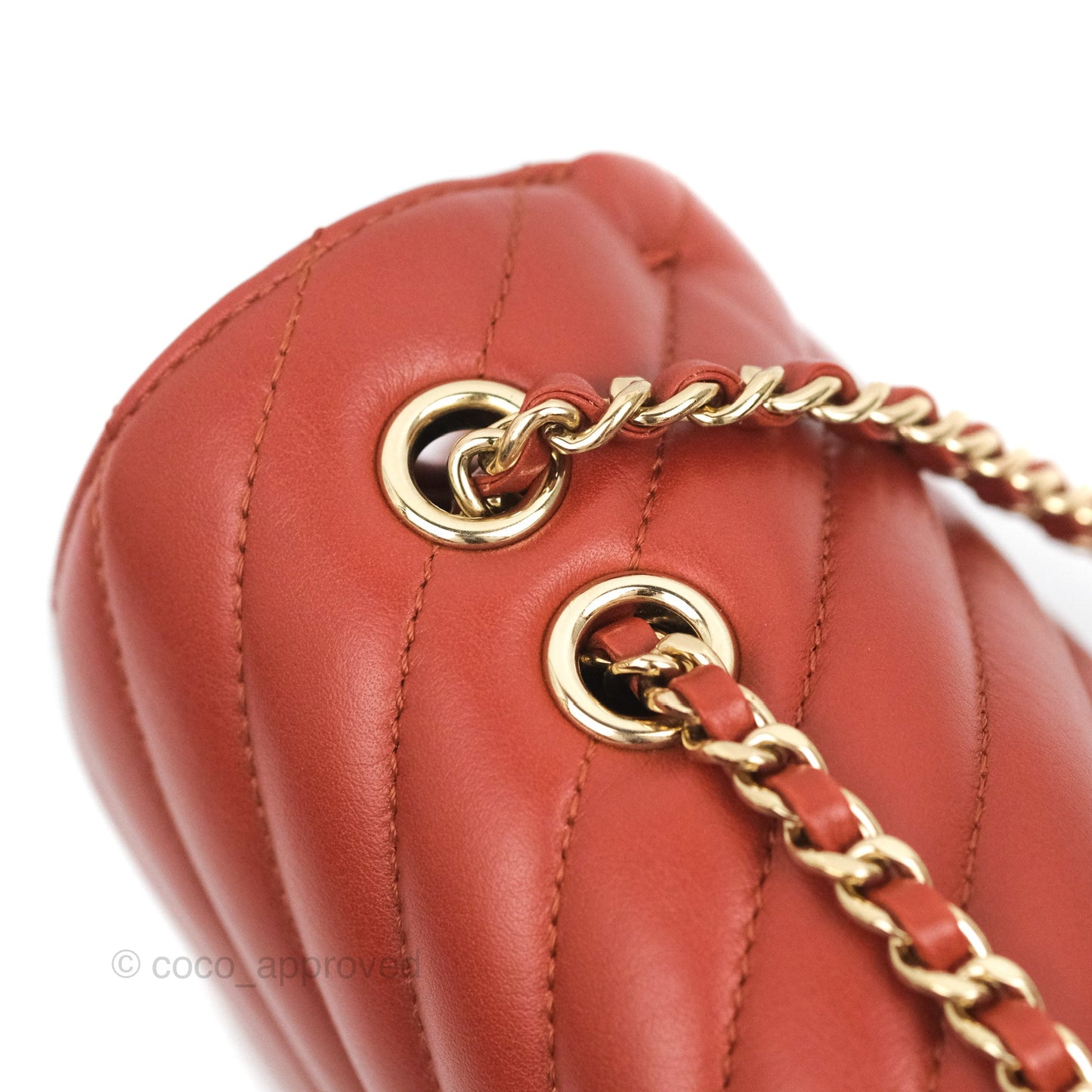 Chanel Small Statement Chevron Flap Bag Red Calfskin Gold Hardware