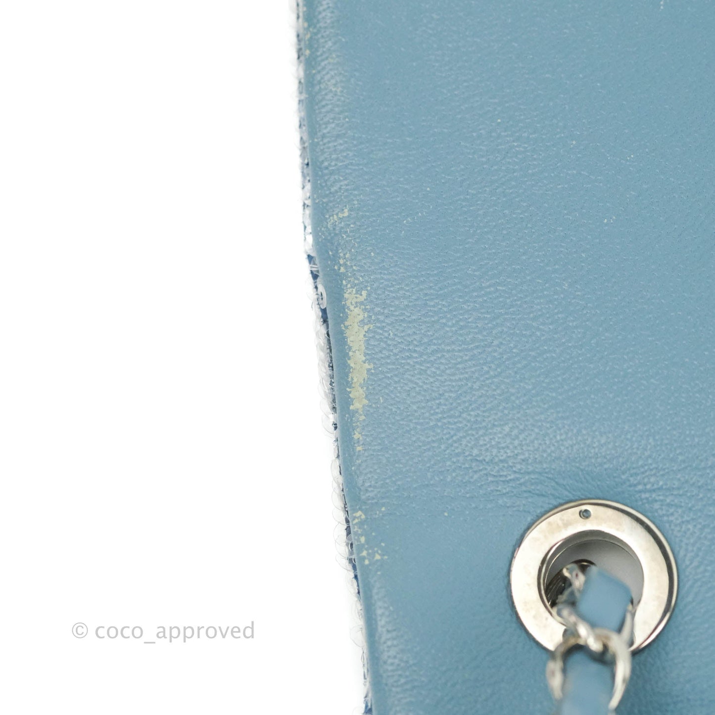 Chanel Large Sequin Waterfall Flap Bag Blue Silver Hardware