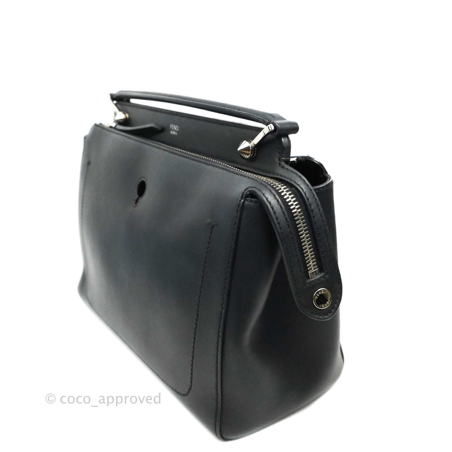 Fendi DotCom Satchel Bag Black Royal Blue Calfskin