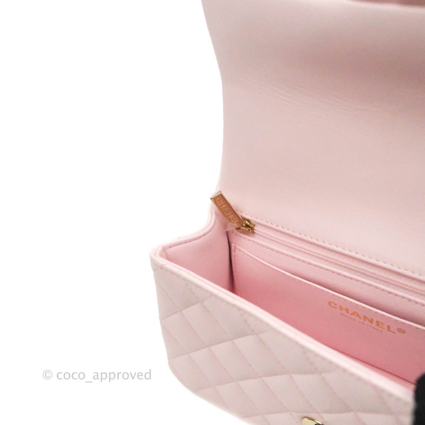 Chanel Top Handle Mini Rectangular Flap Bag Light Pink Lambskin Gold Hardware 22P
