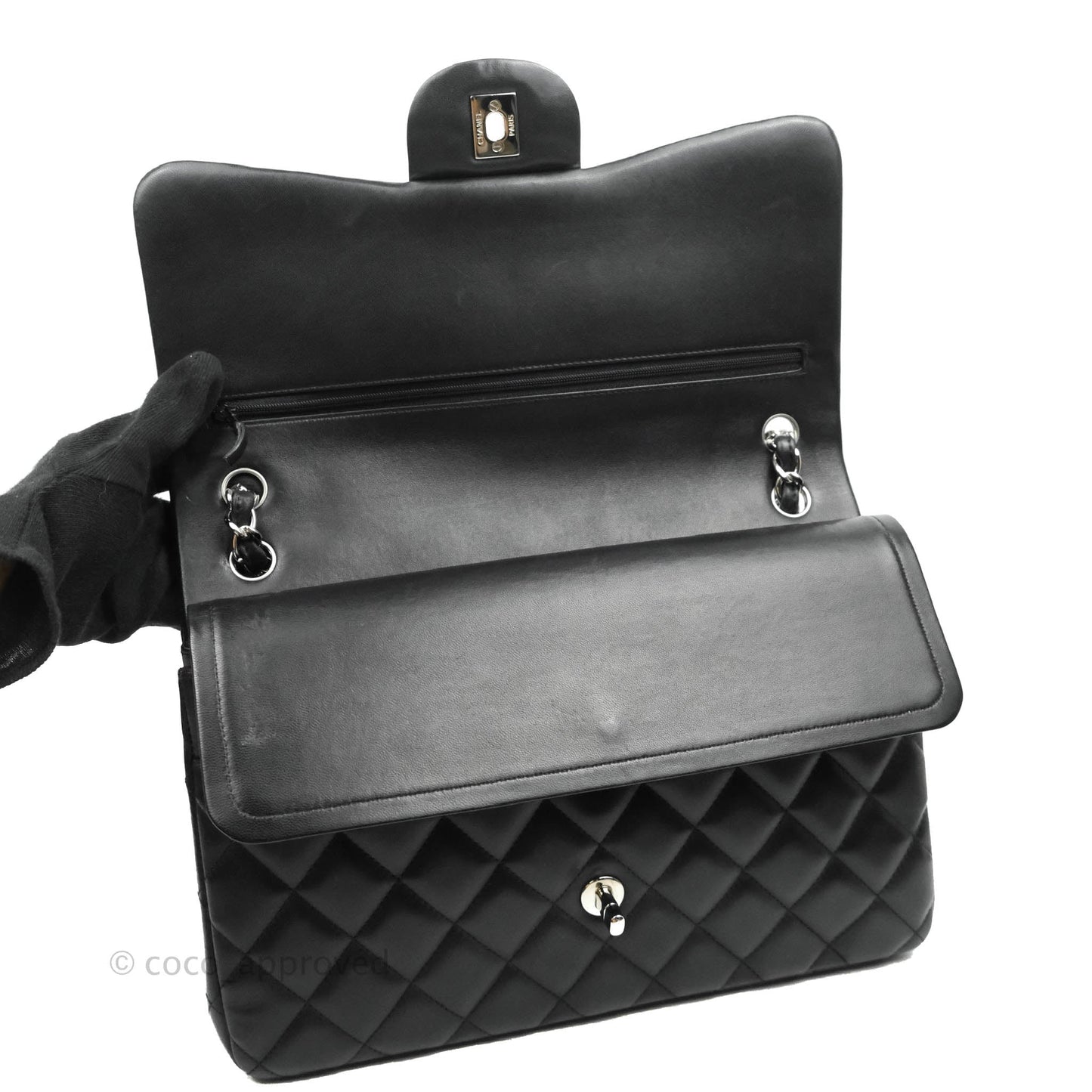 Chanel Jumbo Double Flap Black Lambskin Silver Hardware⁣⁣