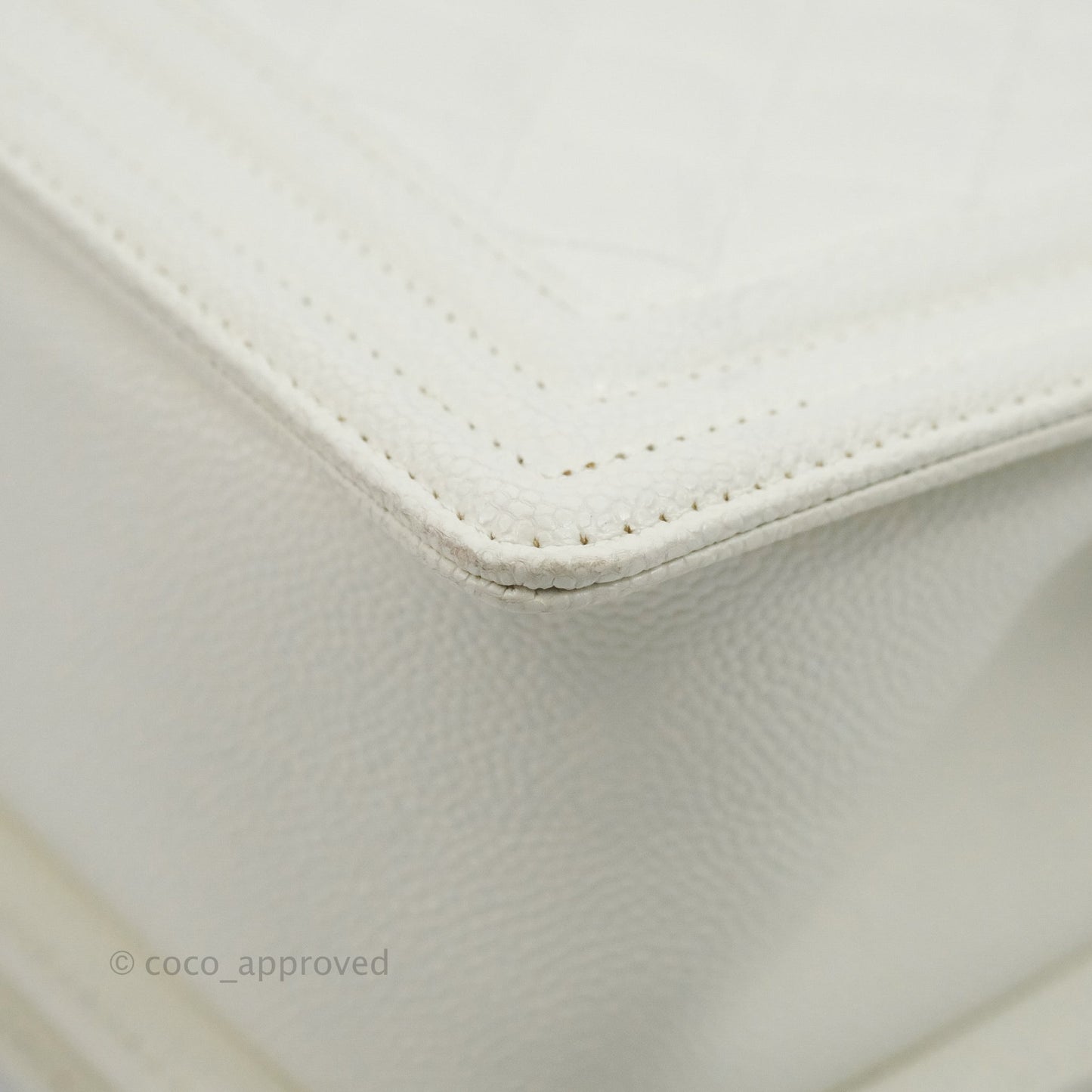 Chanel Quilted Medium Boy White Caviar Gold Hardware