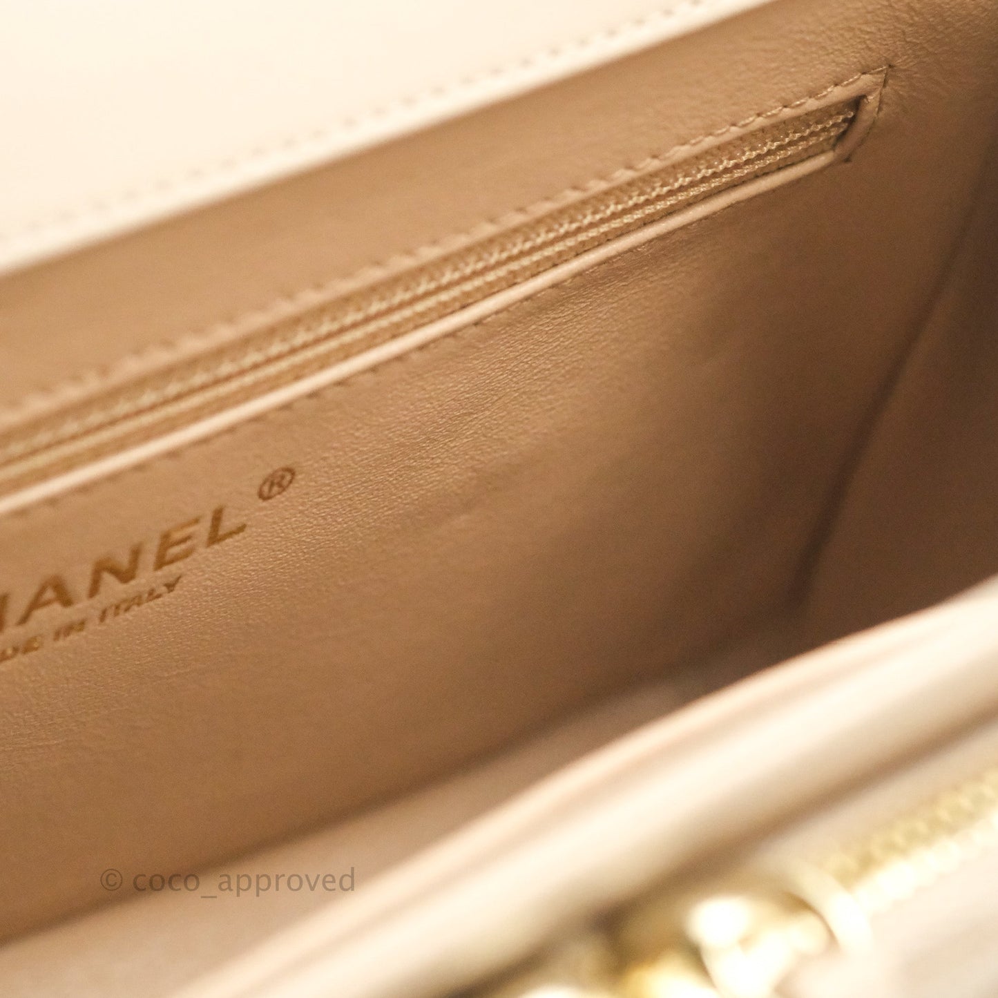 Chanel Quilted Medium Business Affinity Flap Light Beige Caviar Gold Hardware