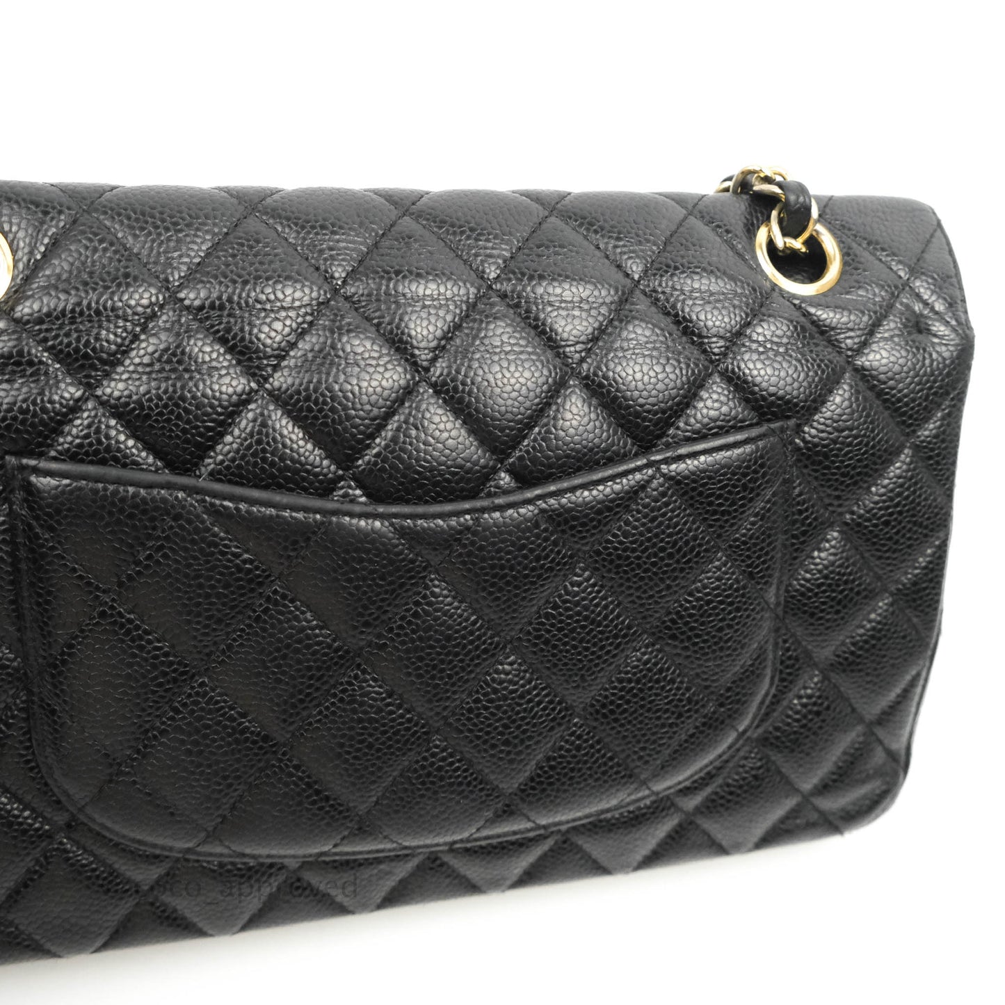 Chanel Classic M/L Medium Flap Quilted Black Caviar Gold Hardware