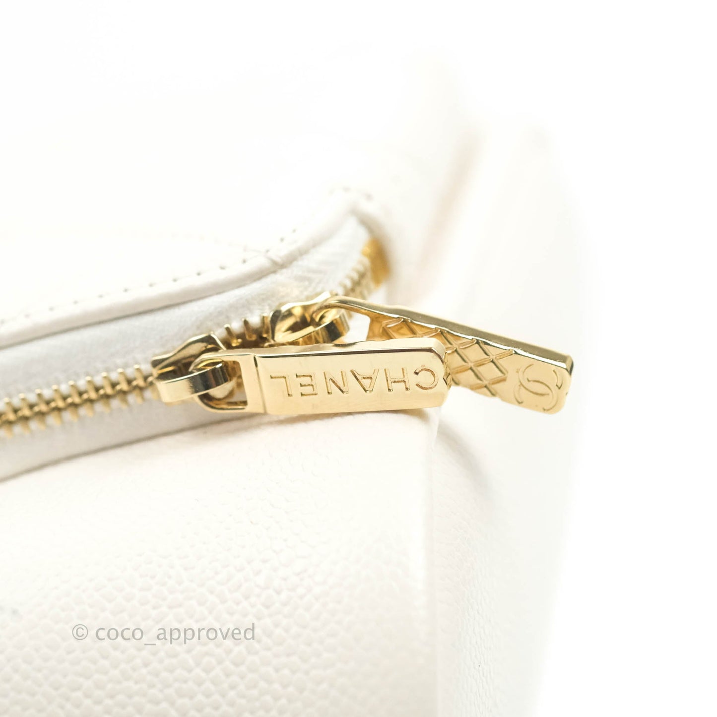 Chanel Business Affinity Drawstring Bucket Bag White Caviar Gold Hardware